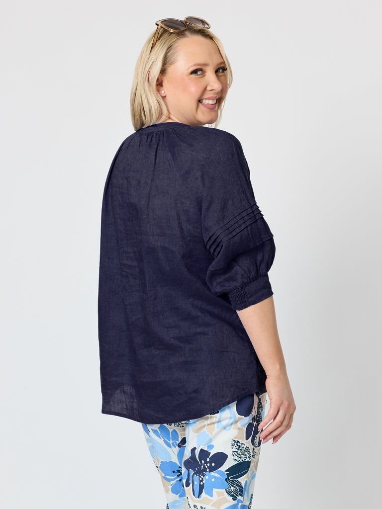Gordon Smith Kate Linen Top - Navy