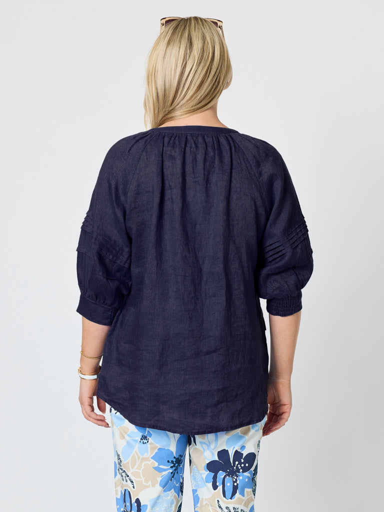 Gordon Smith Kate Linen Top - Navy