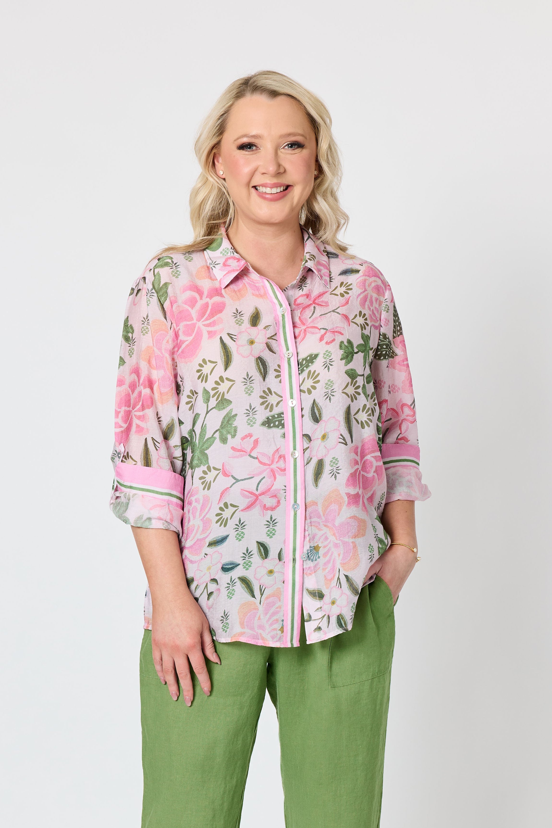 Gordon Smith Desert Oasis Floral Print Sheer Shirt - Musk Multi