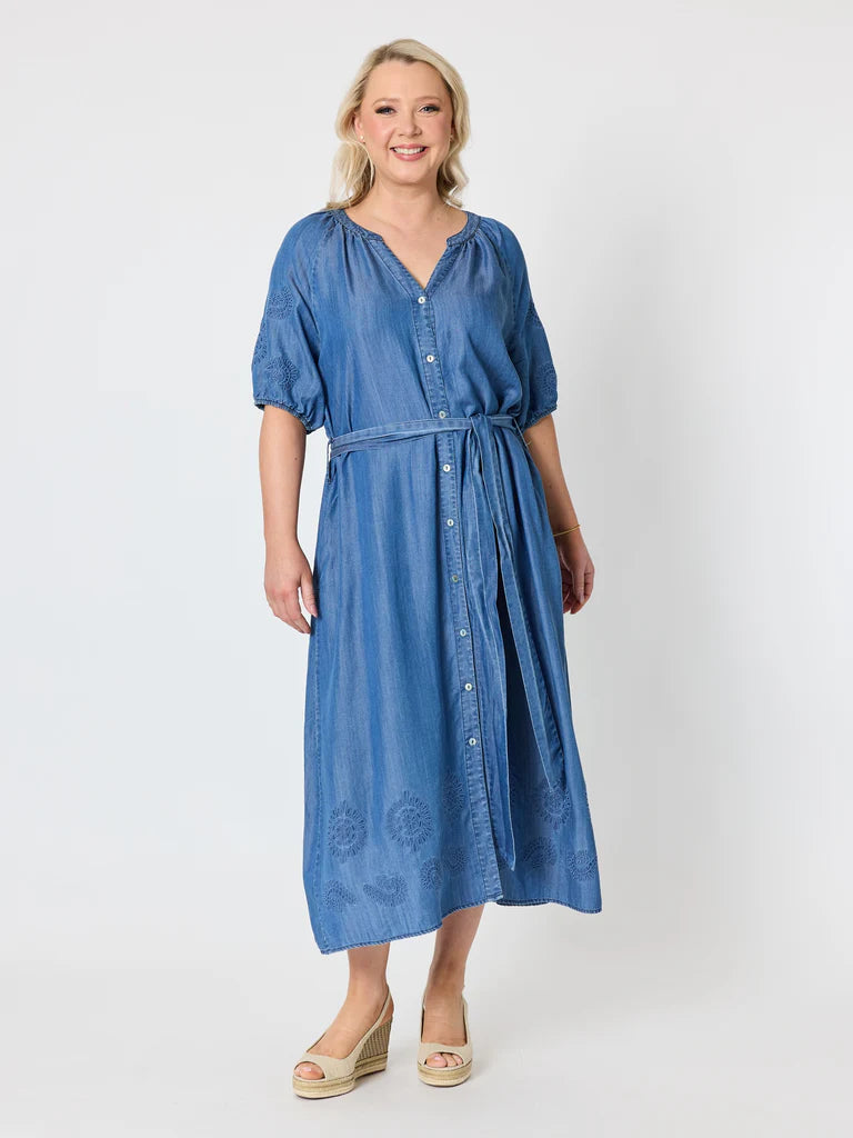 Gordon Smith Oasis Embroidered Denim Dress - Denim
