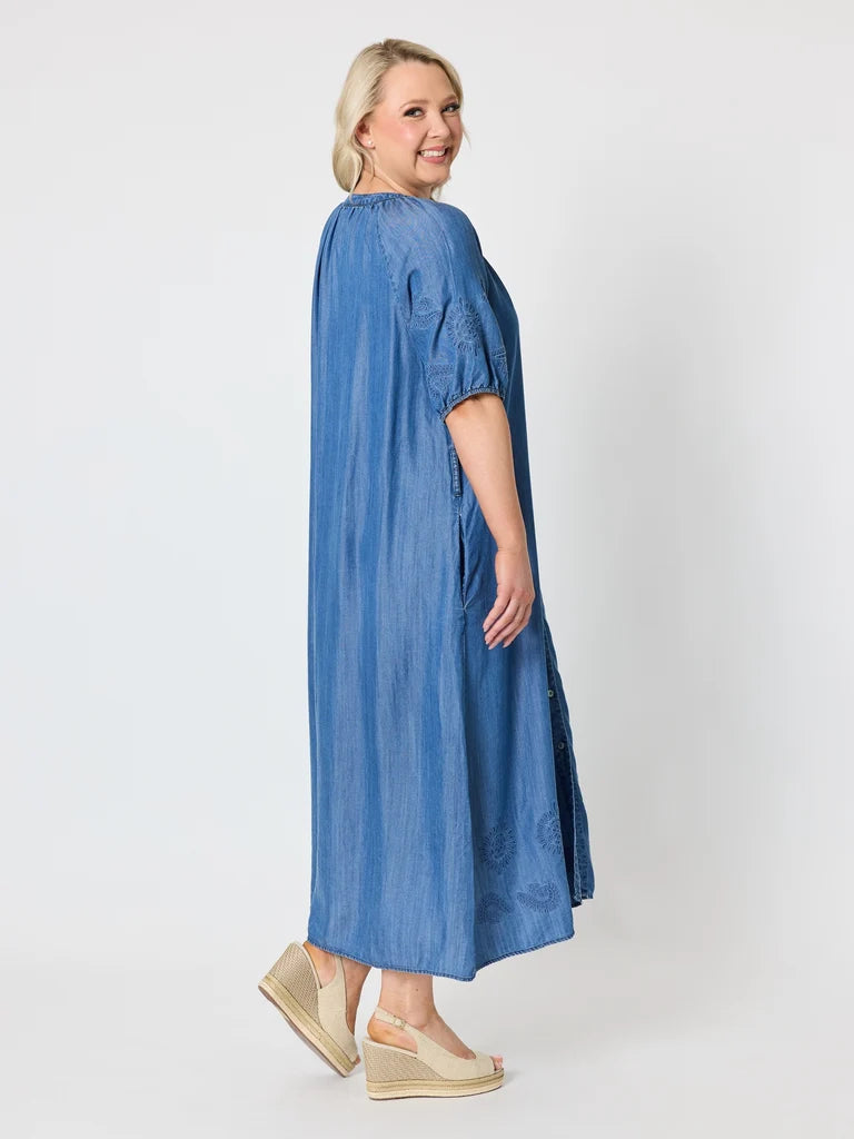 Gordon Smith Oasis Embroidered Denim Dress - Denim