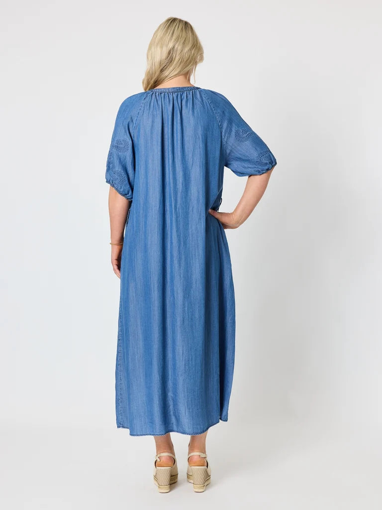 Gordon Smith Oasis Embroidered Denim Dress - Denim