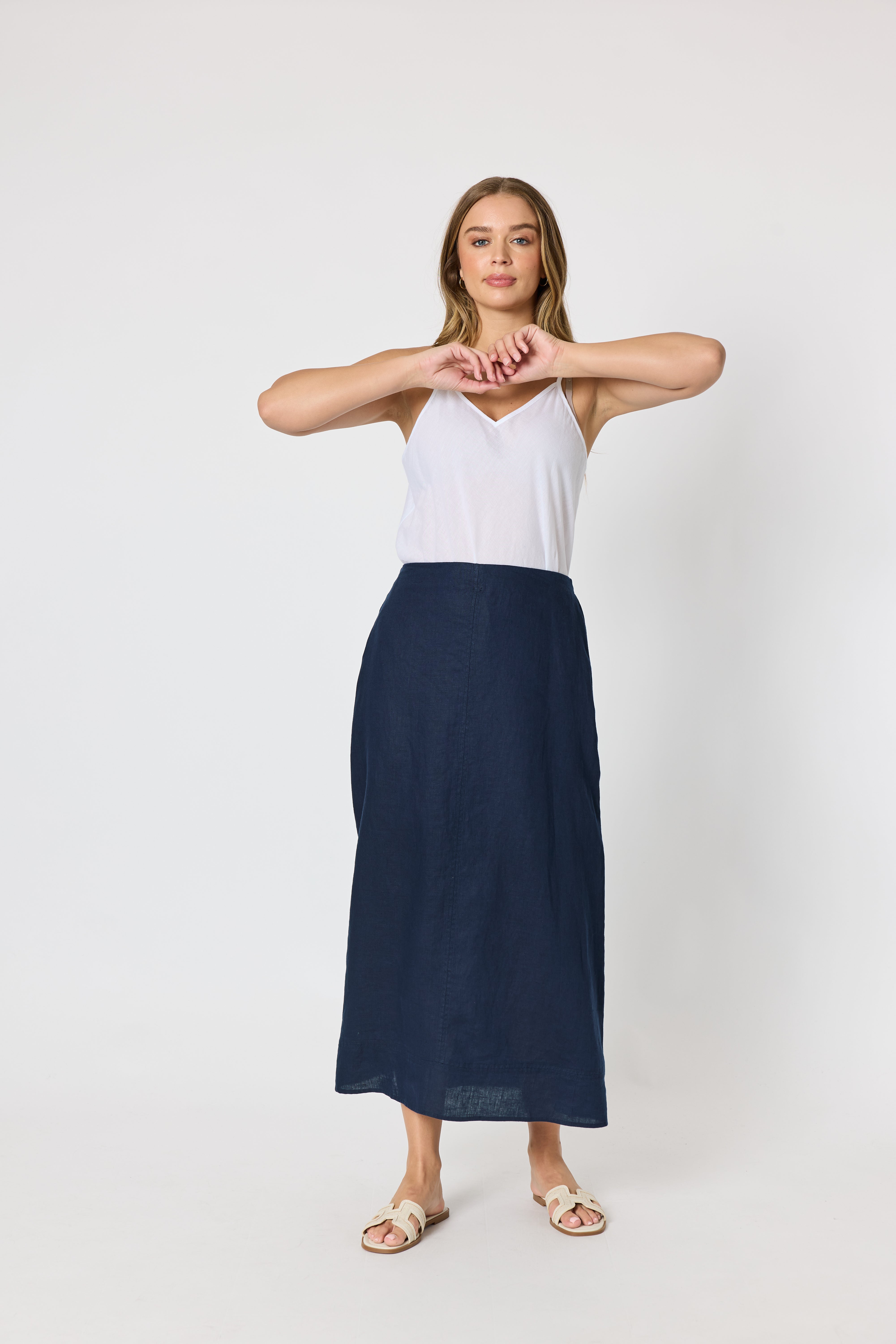 Gordon Smith Amy Linen Skirt - Navy