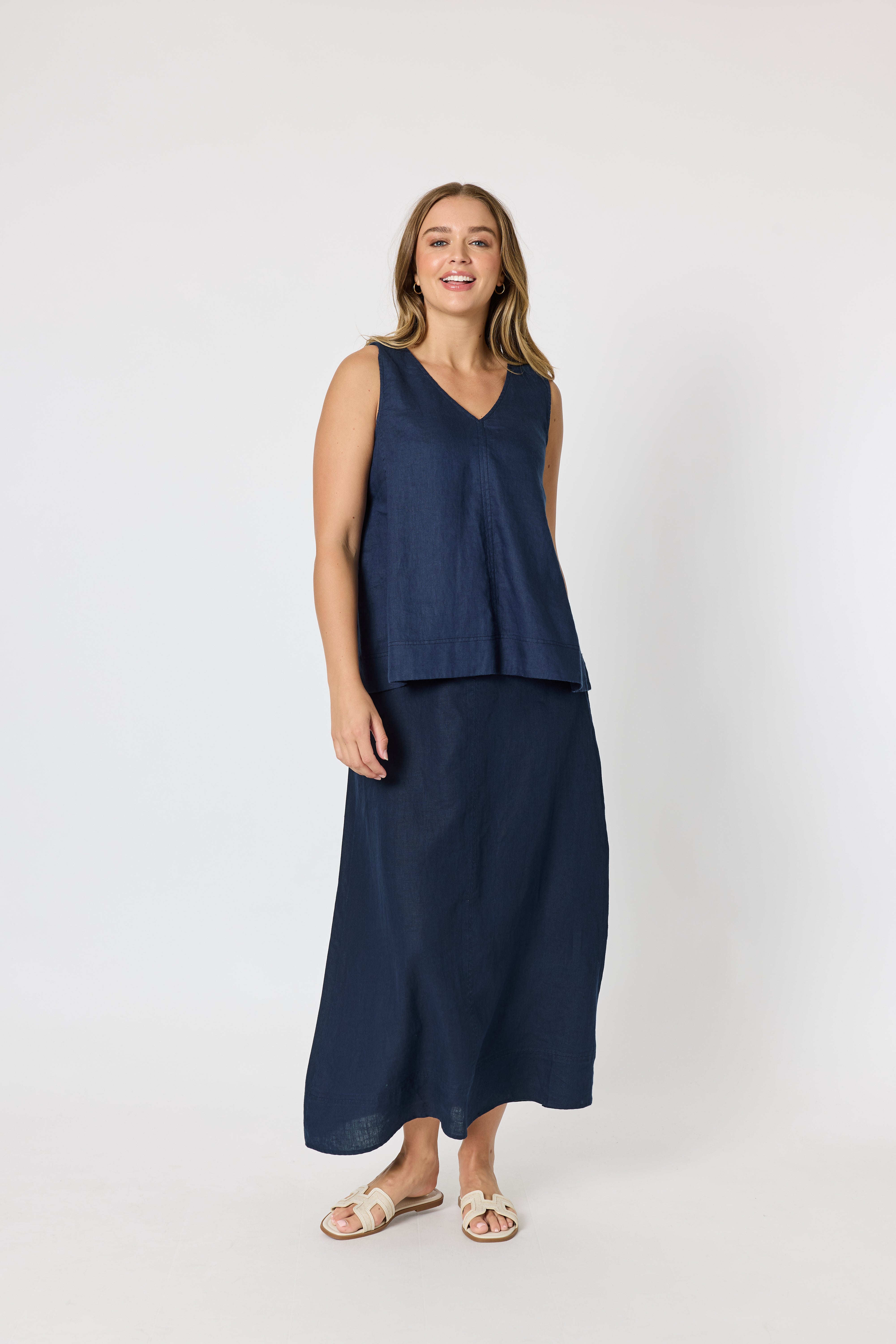 Gordon Smith Amy Linen Skirt - Navy