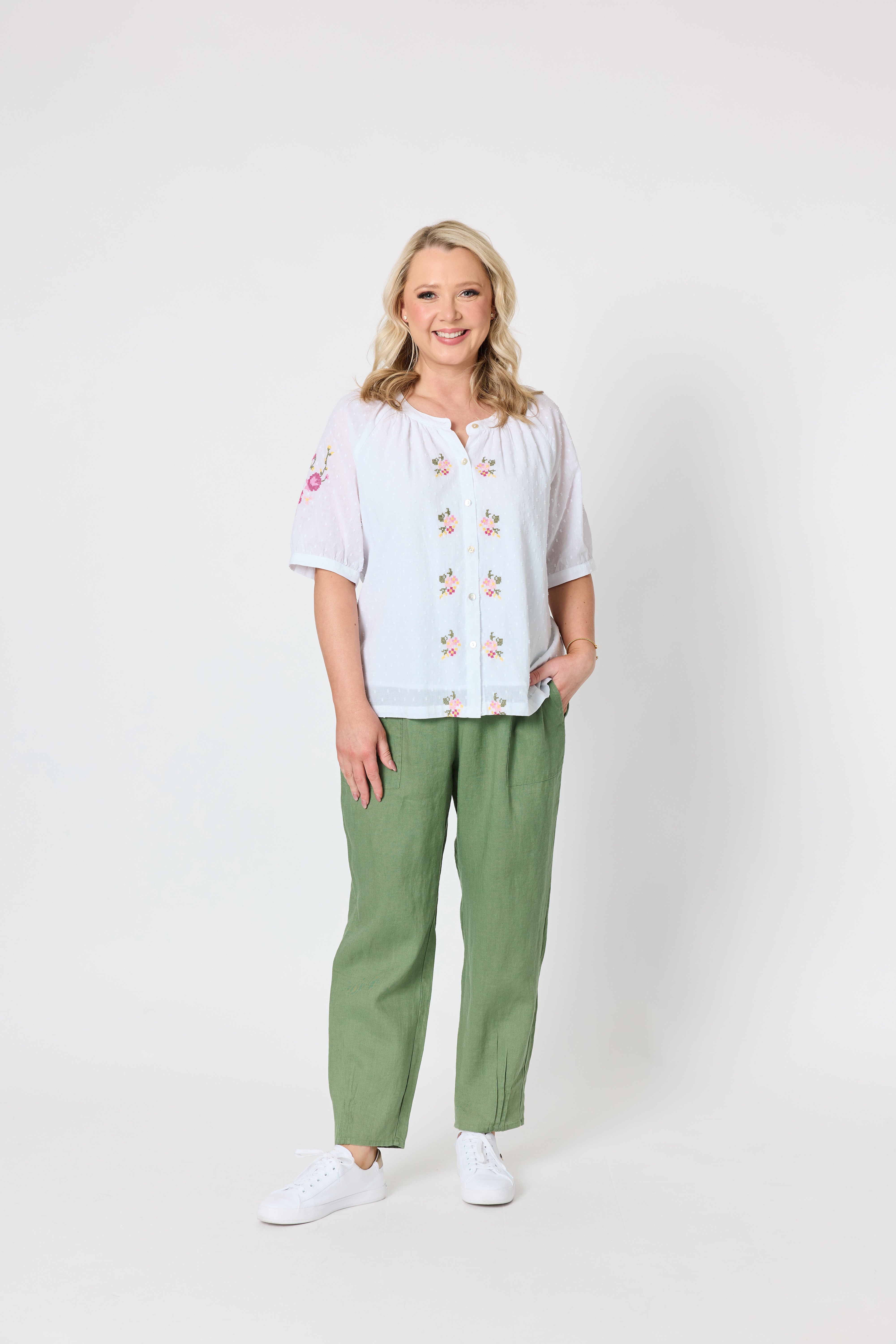 Gordon Smith Desert Rose Embroidered Top - White