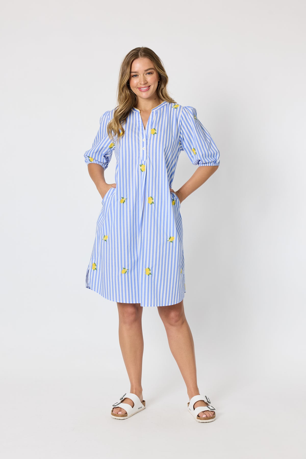 Threadz Spritz Stripe Dress - Blue/White