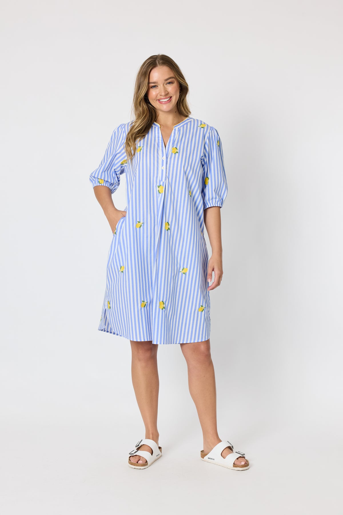 Threadz Spritz Stripe Dress - Blue/White