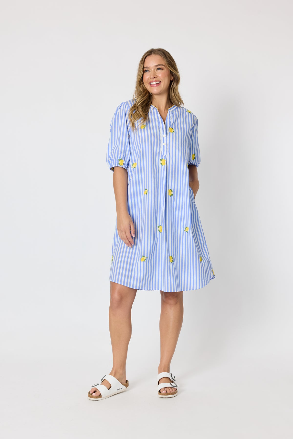 Threadz Spritz Stripe Dress - Blue/White