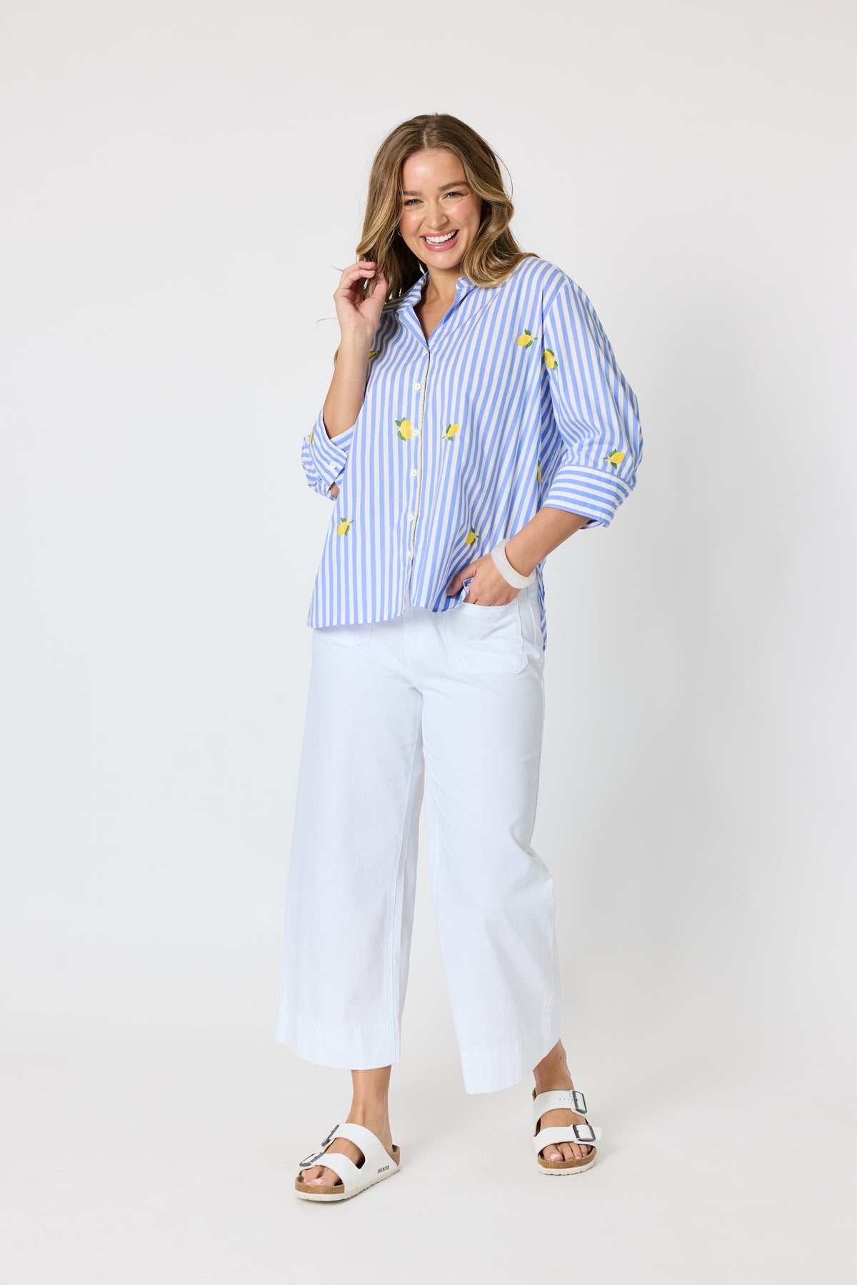 Threadz Spritz Stripe Shirt - Blue/White