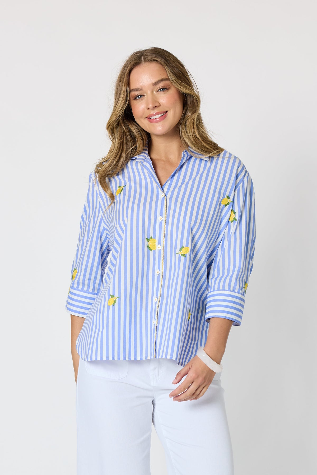 Threadz Spritz Stripe Shirt - Blue/White