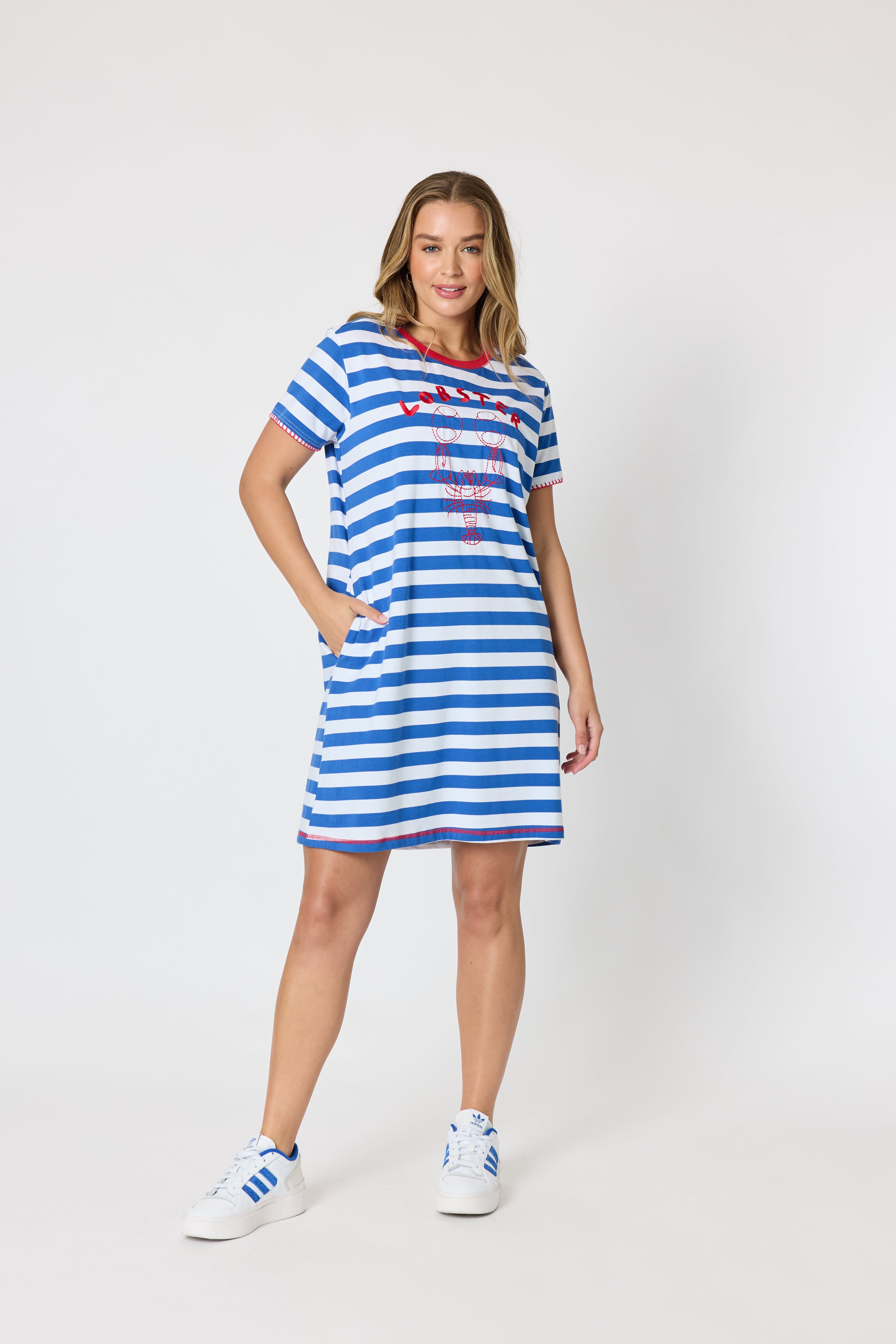 Threadz Rhode Island Stripe Dress - Azure/White