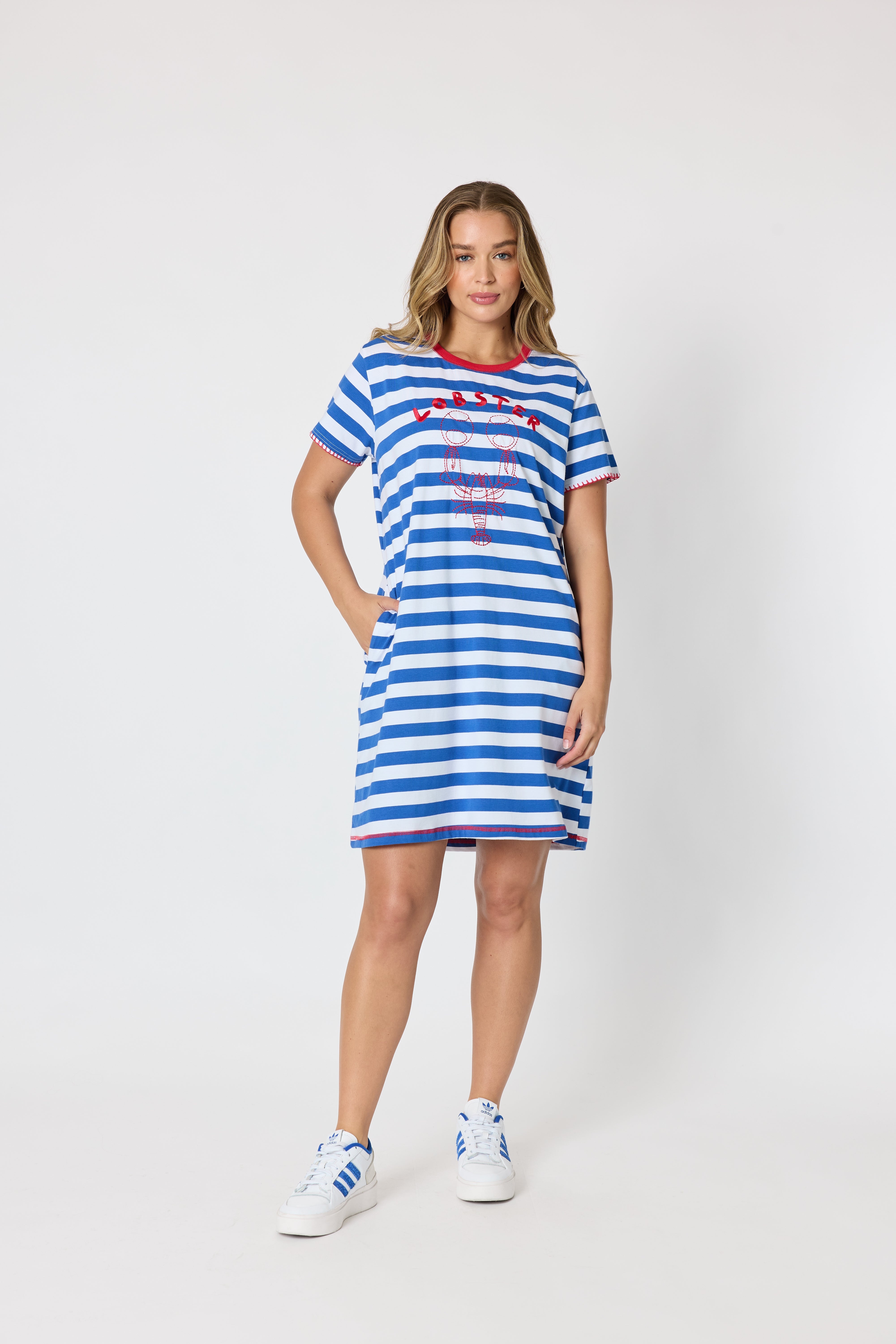 Threadz Rhode Island Stripe Dress - Azure/White