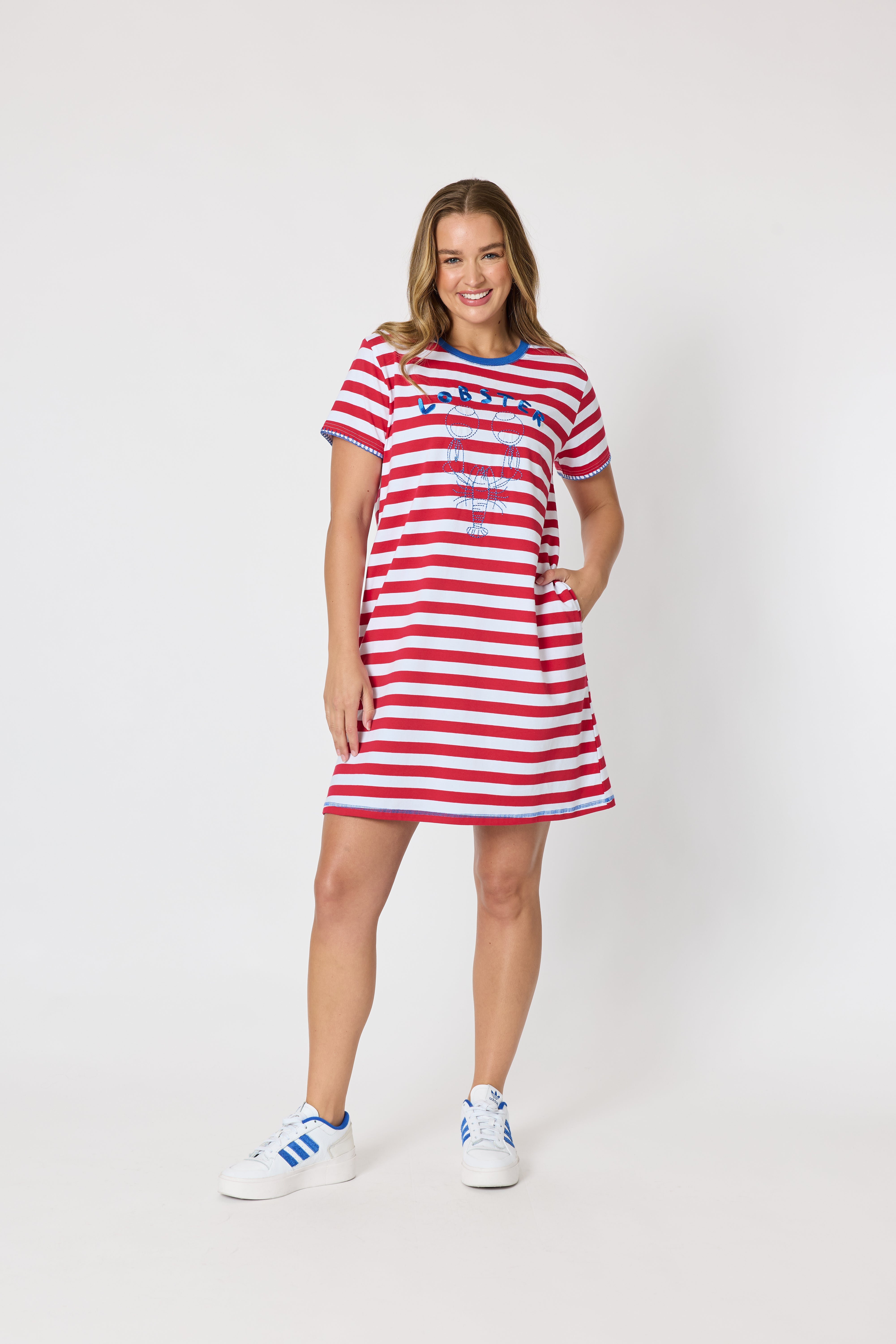 Threadz Rhode Island Stripe Dress - Red/White