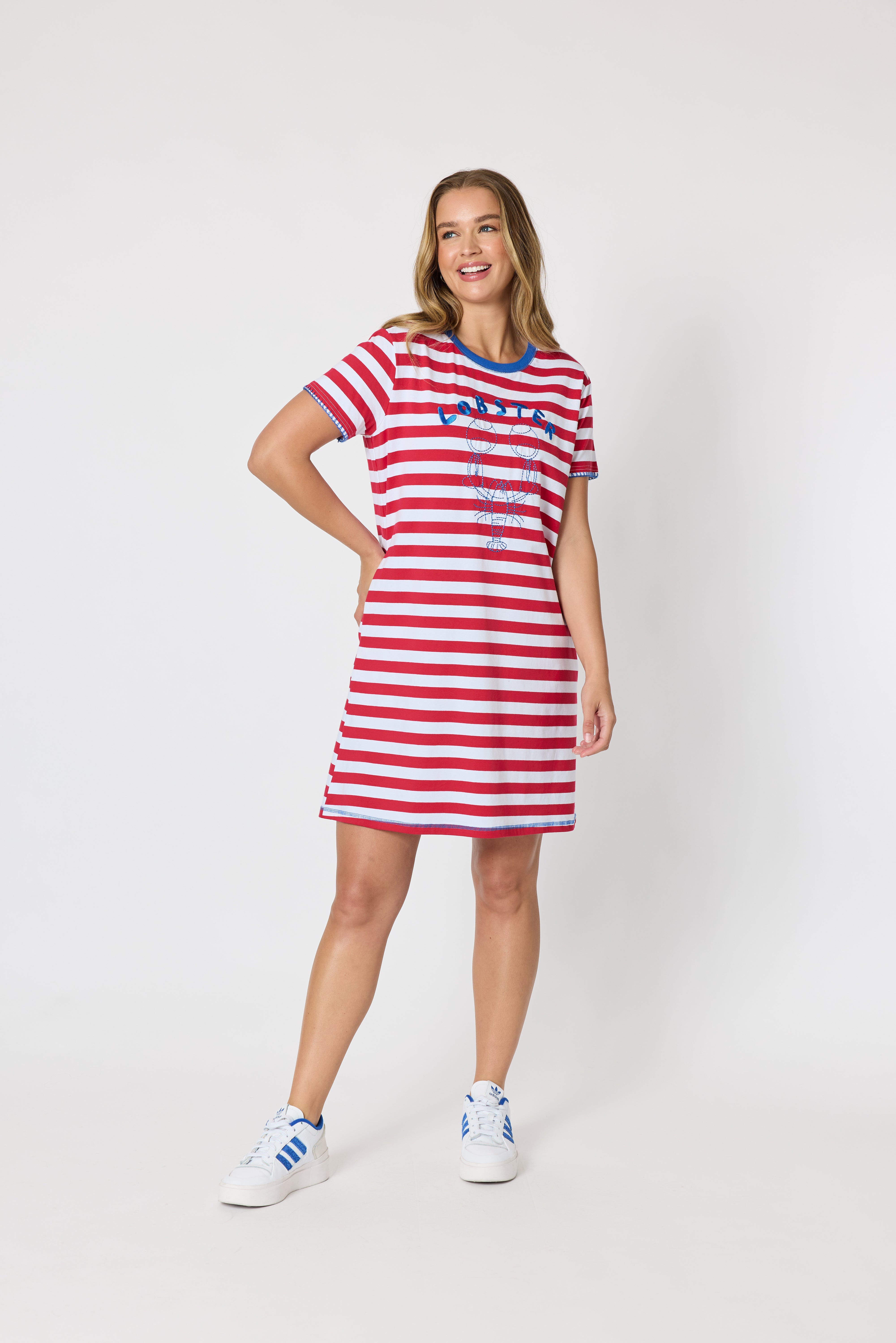 Threadz Rhode Island Stripe Dress - Red/White