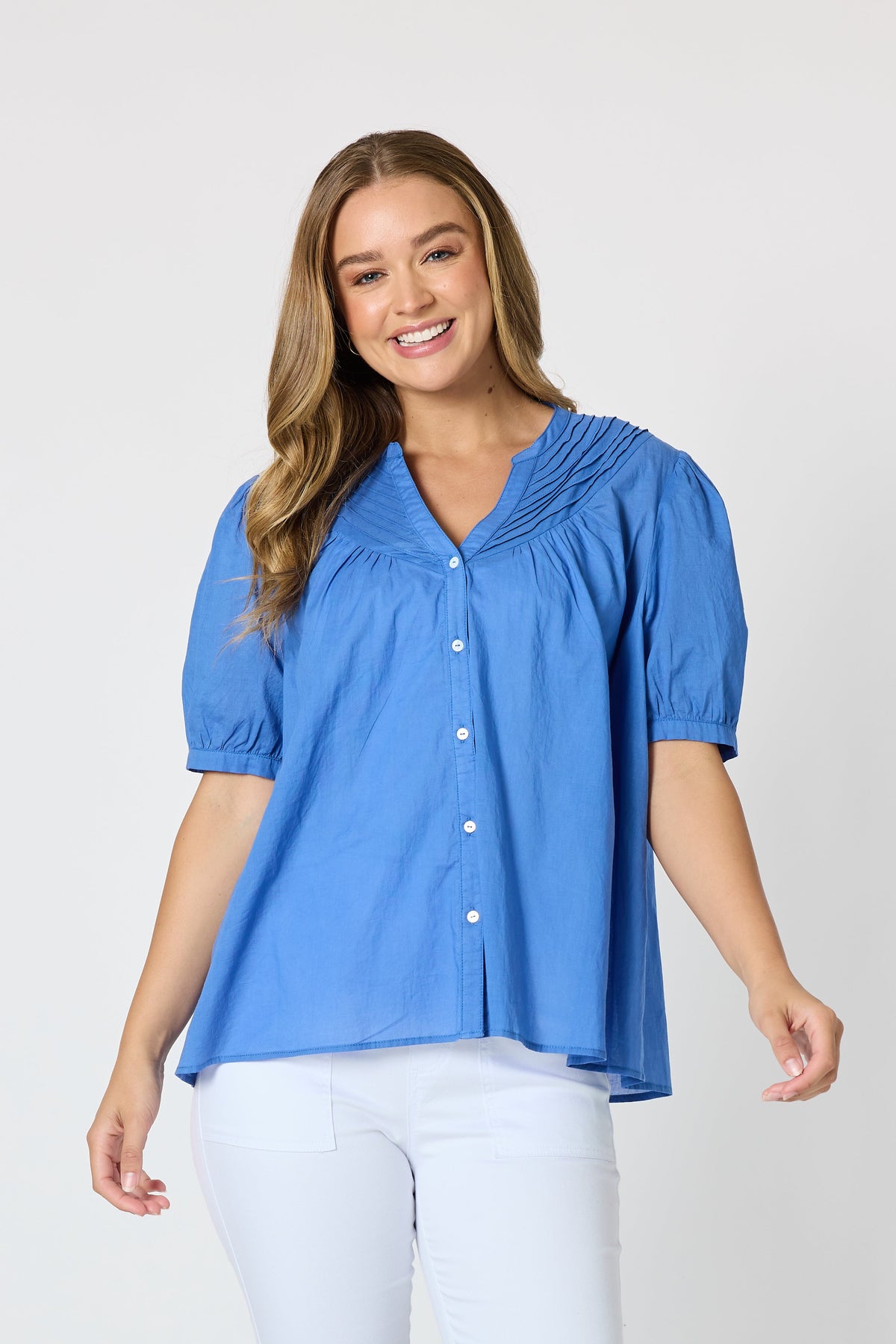Threadz Acacia Cotton Shirt - Azure