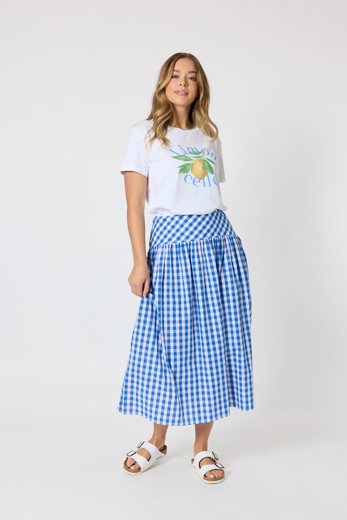 Threadz Amalfi Check Skirt - Azure/White