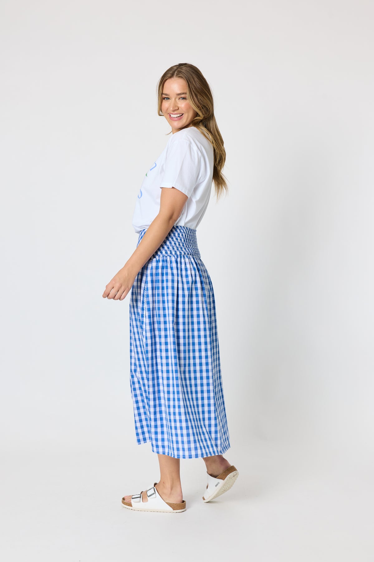 Threadz Amalfi Check Skirt - Azure/White