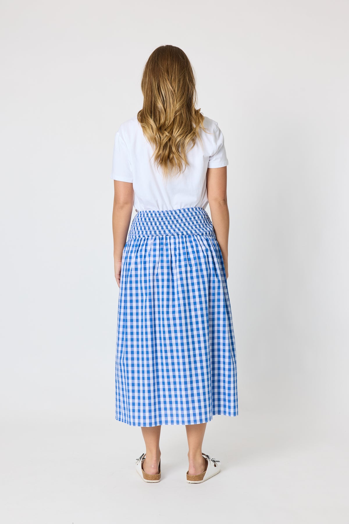 Threadz Amalfi Check Skirt - Azure/White