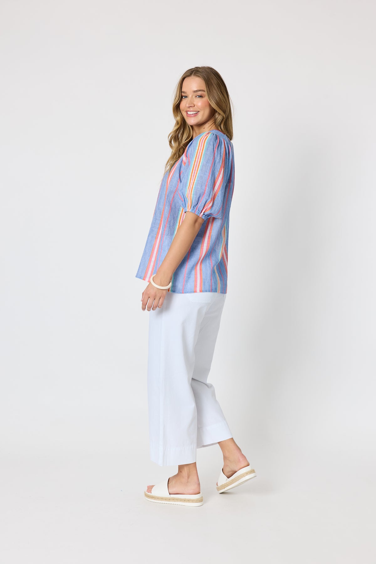 Threadz Laguna Stripe Top - Denim Multi