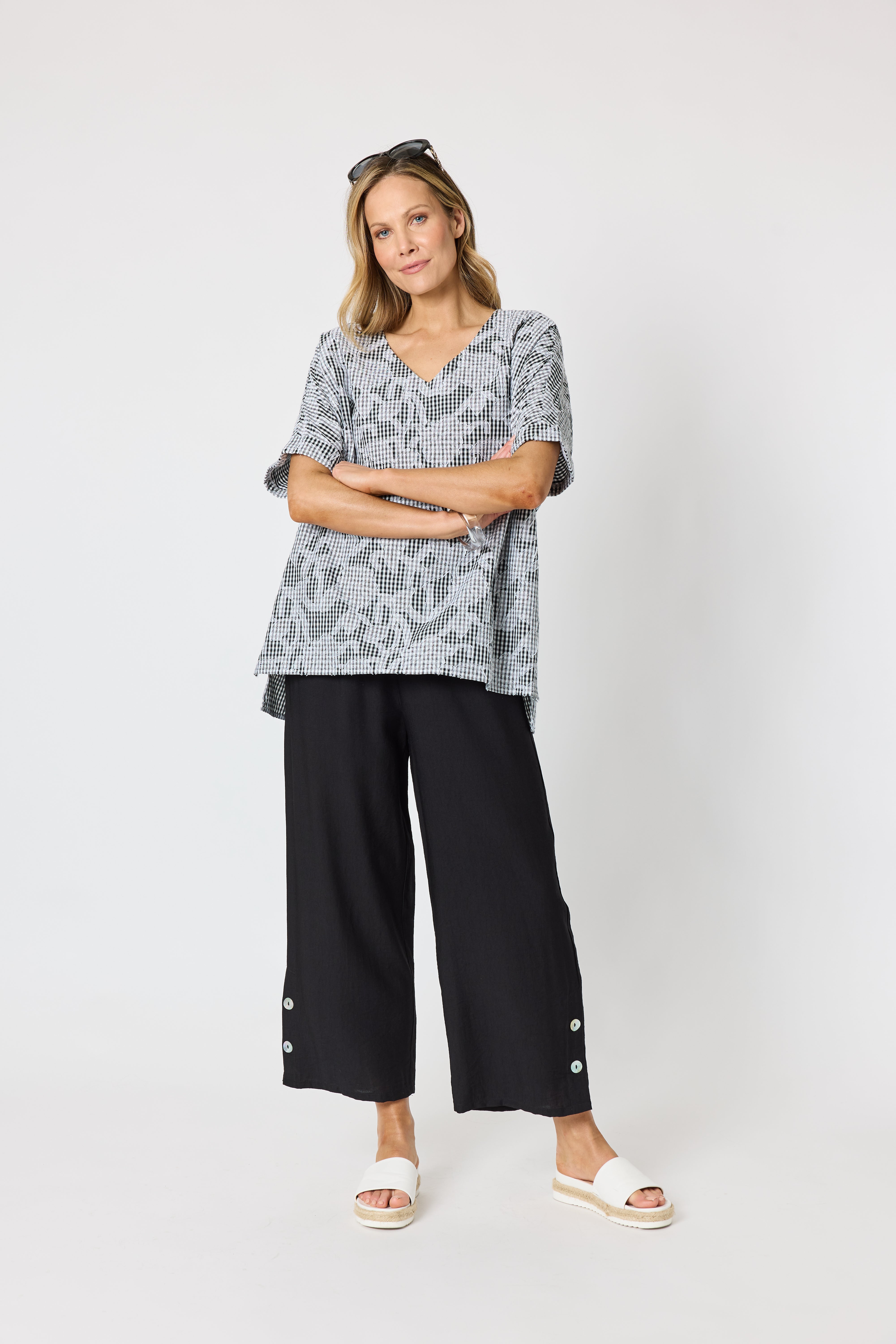 Clarity Tapestry Print Top - Black/White
