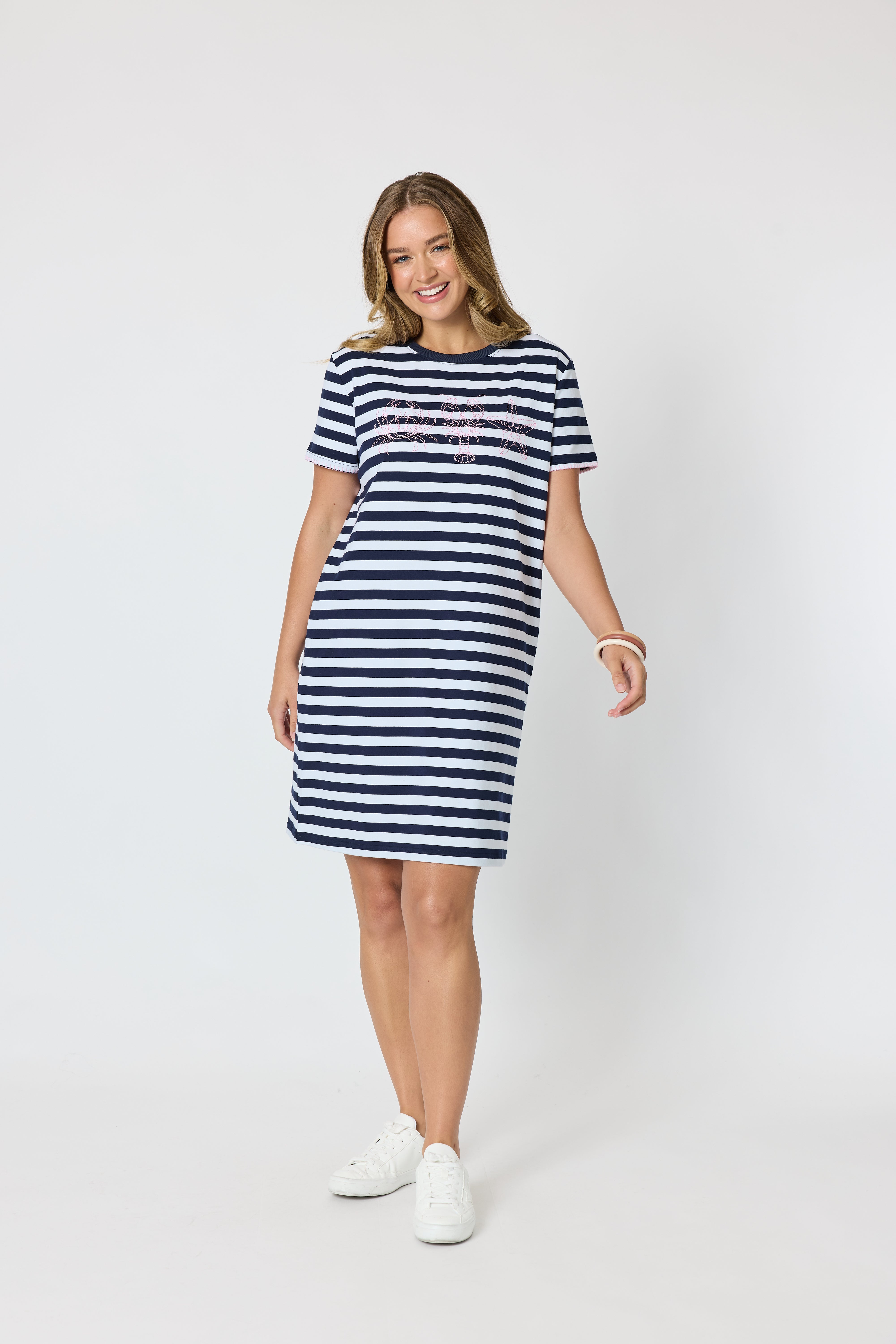 Threadz Cruz Stripe Dress - Navy/White