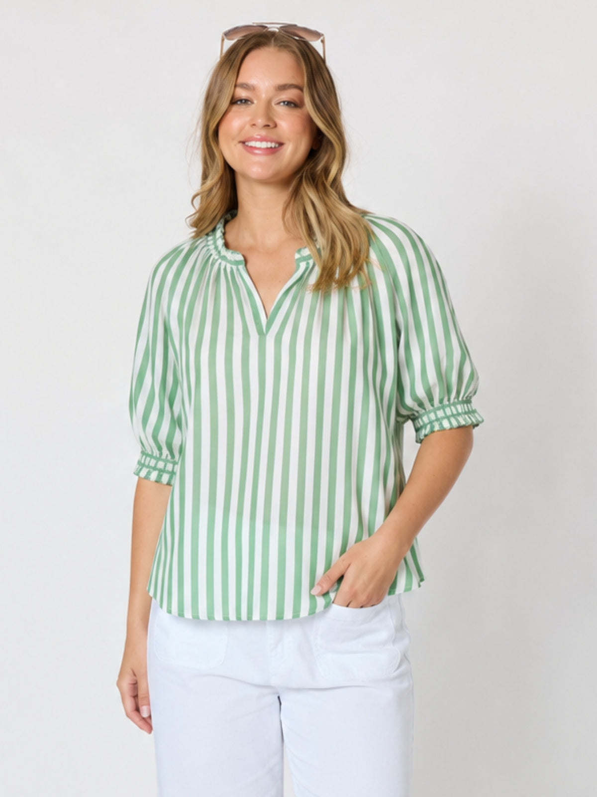 Threadz Kalahari Stripe Tunic - Apple/White