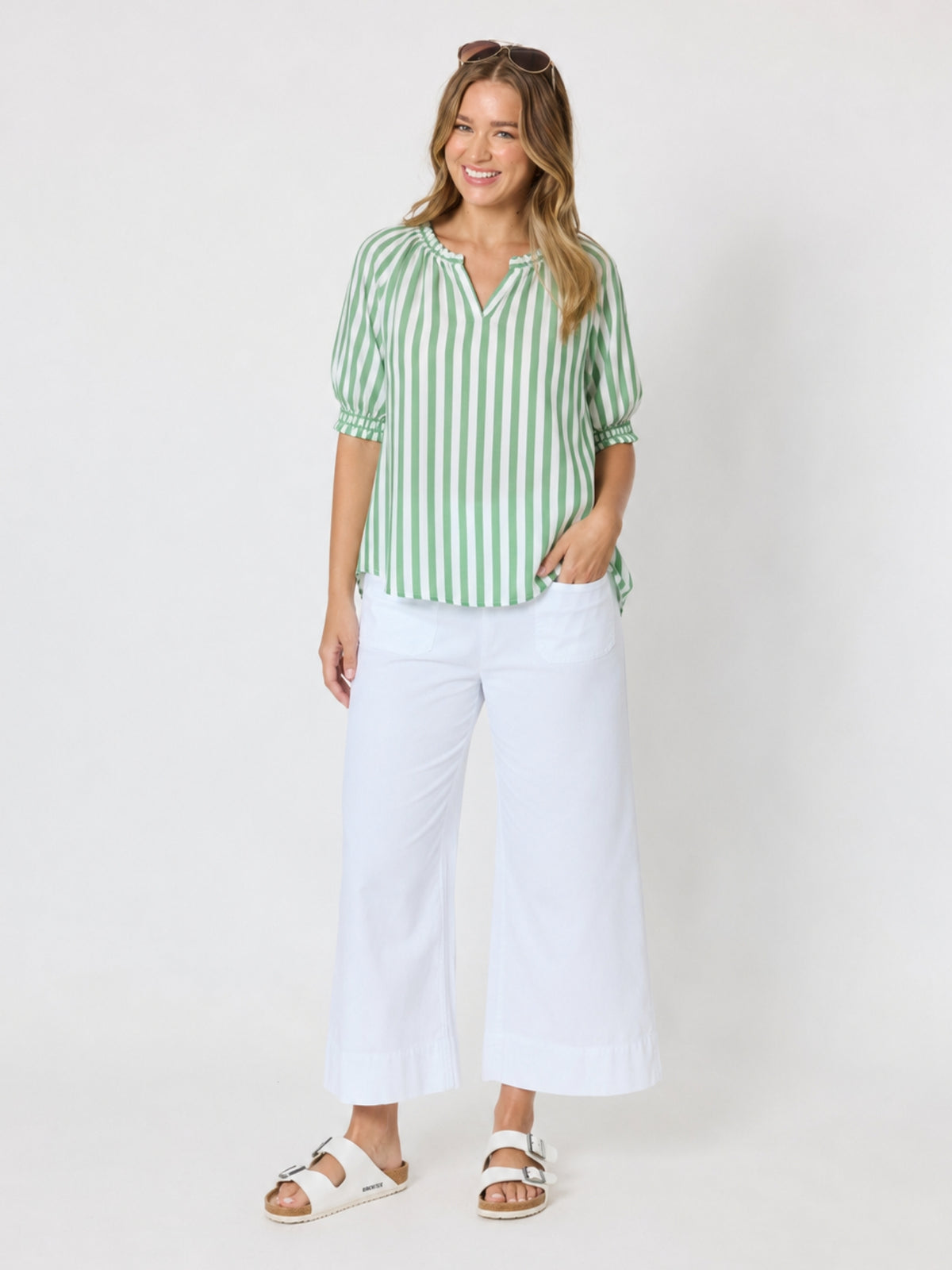 Threadz Kalahari Stripe Tunic - Apple/White