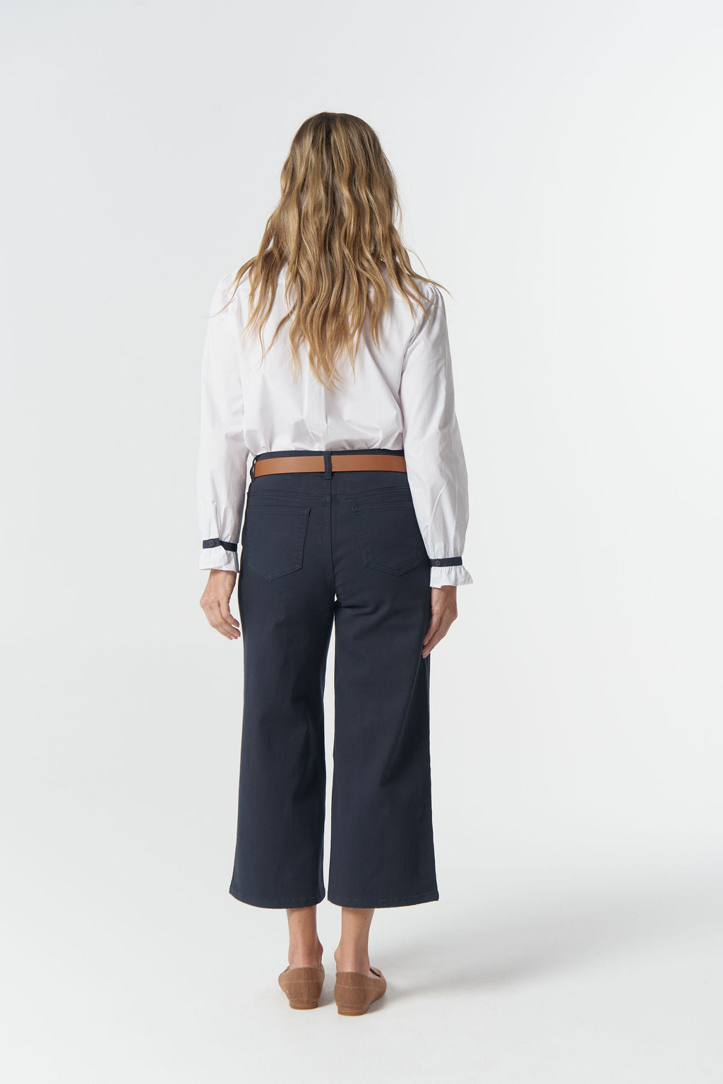 Goondiwindi Cotton 5 Pocket Crop Wide Leg Jean - Dark Navy