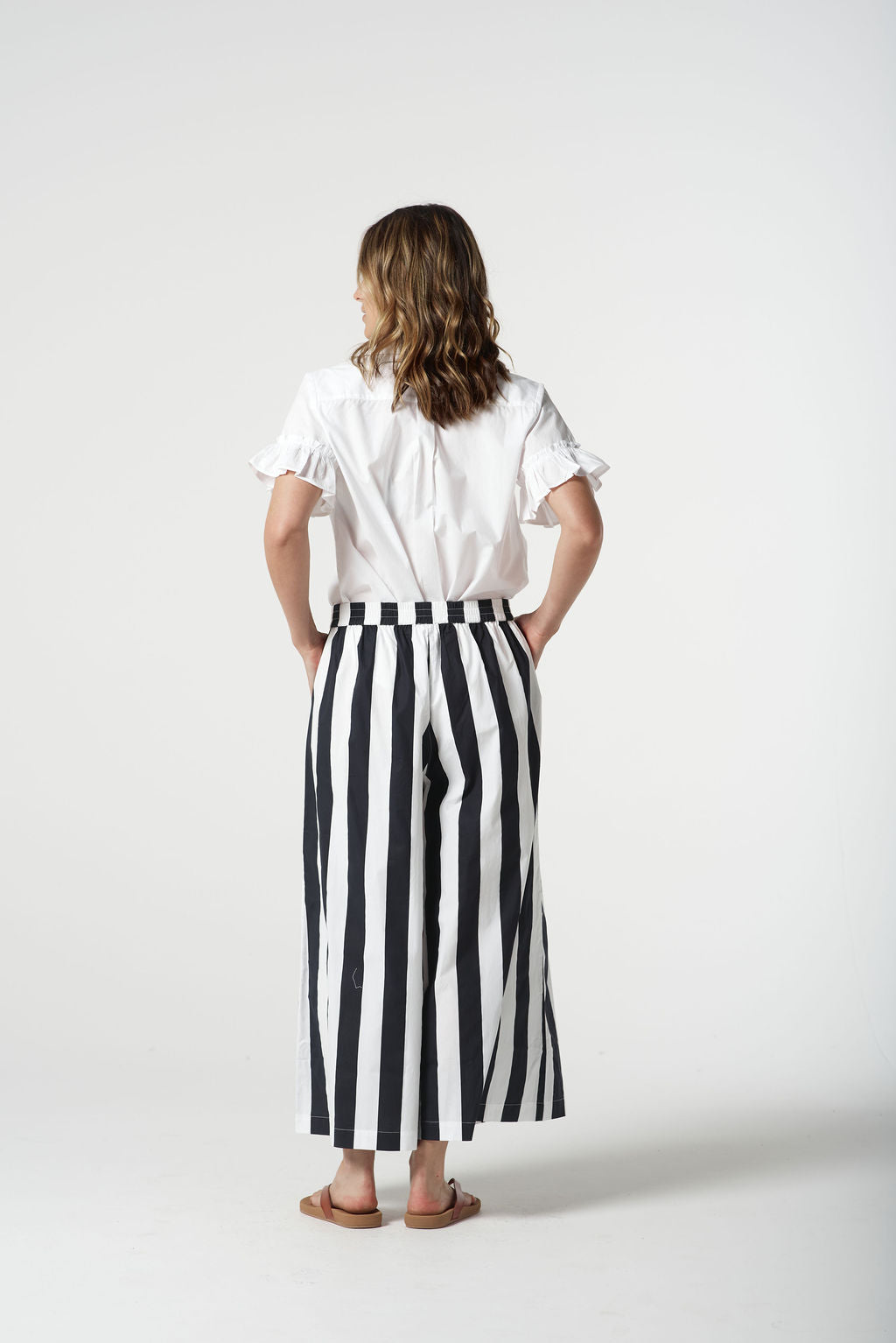 Goondiwindi Cotton Thick Stripe Culottes - Navy/White