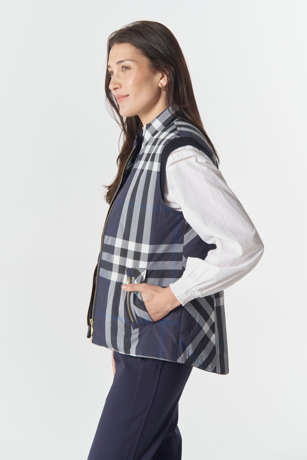 Goondiwindi Cotton The Rider Vest - Navy Check