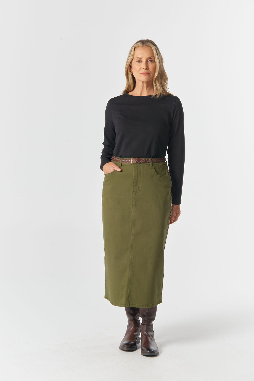 Goondiwindi Cotton 5 Pocket Maxi Skirt - Sage