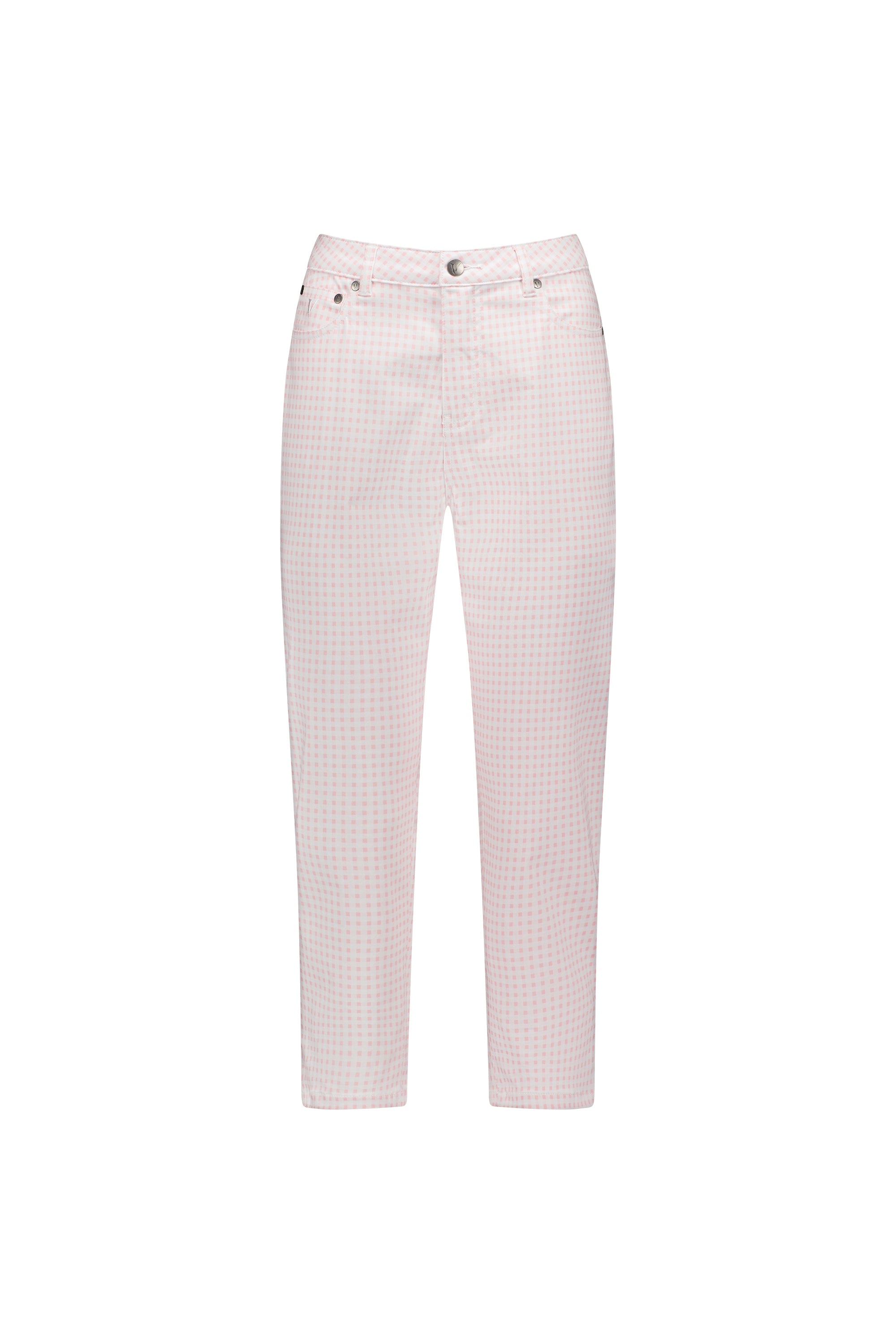 Vassalli Skinny Leg 7/8 Pant - Pink Gingham