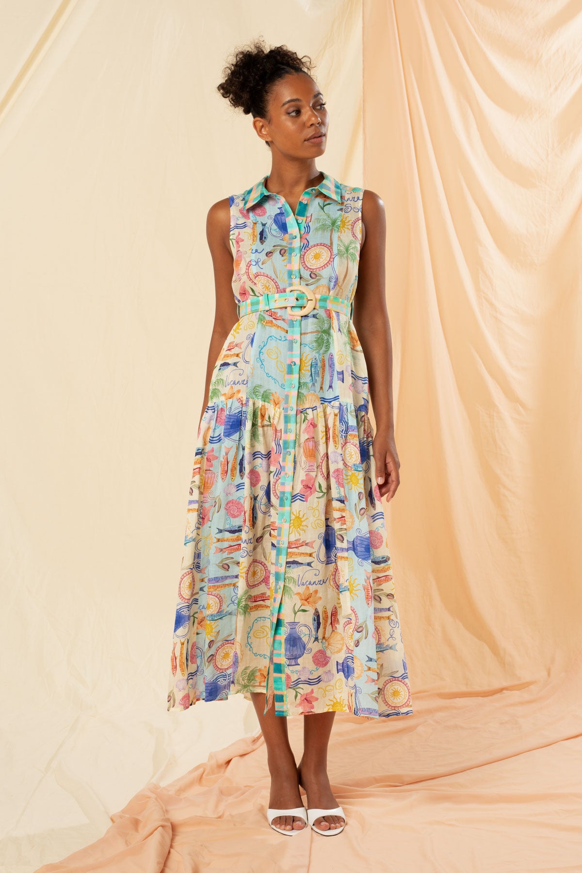 Kachel GIlda Sleeveless Maxi Shirt Dress