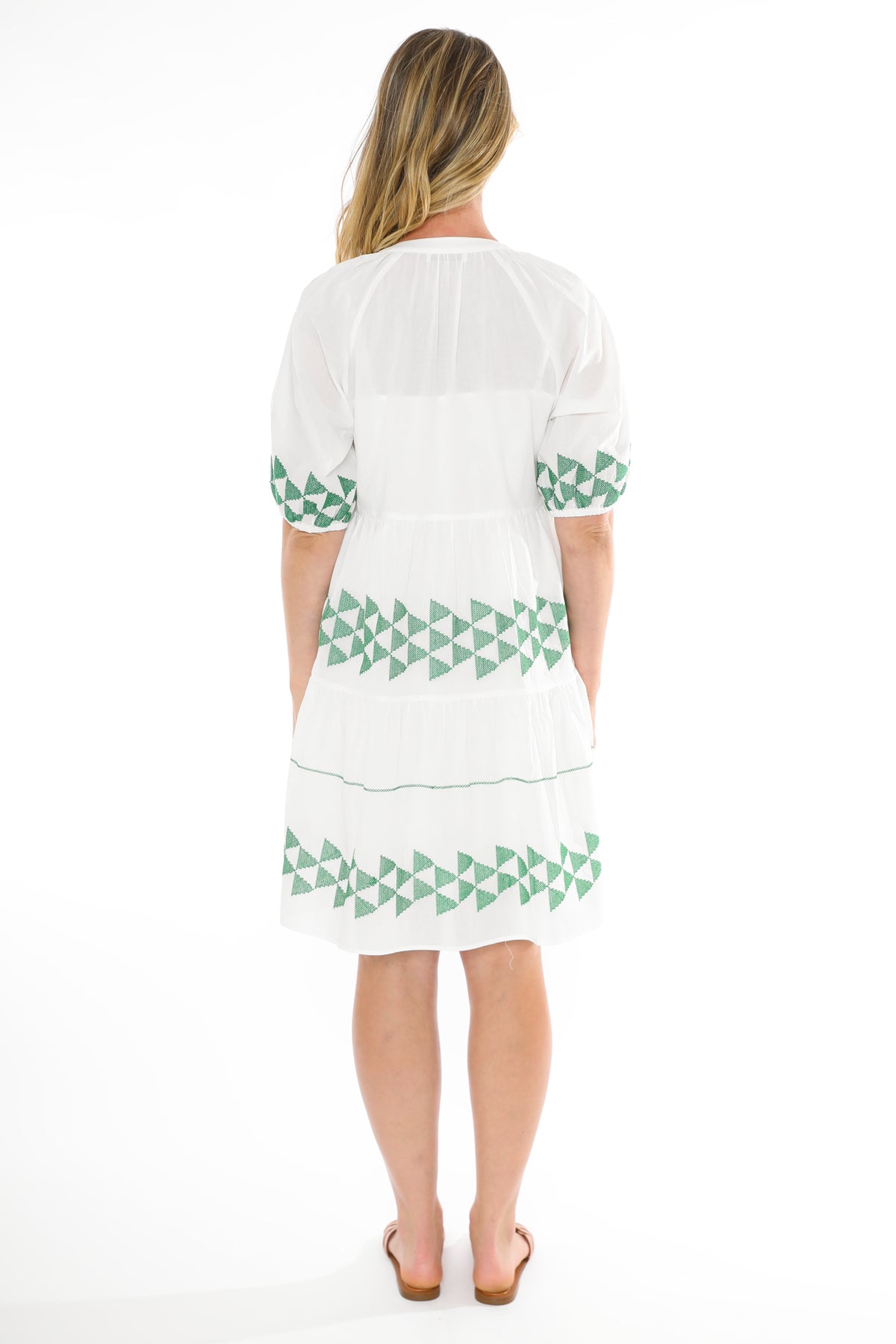 Jump Triangle Stitch Dress - White/Green