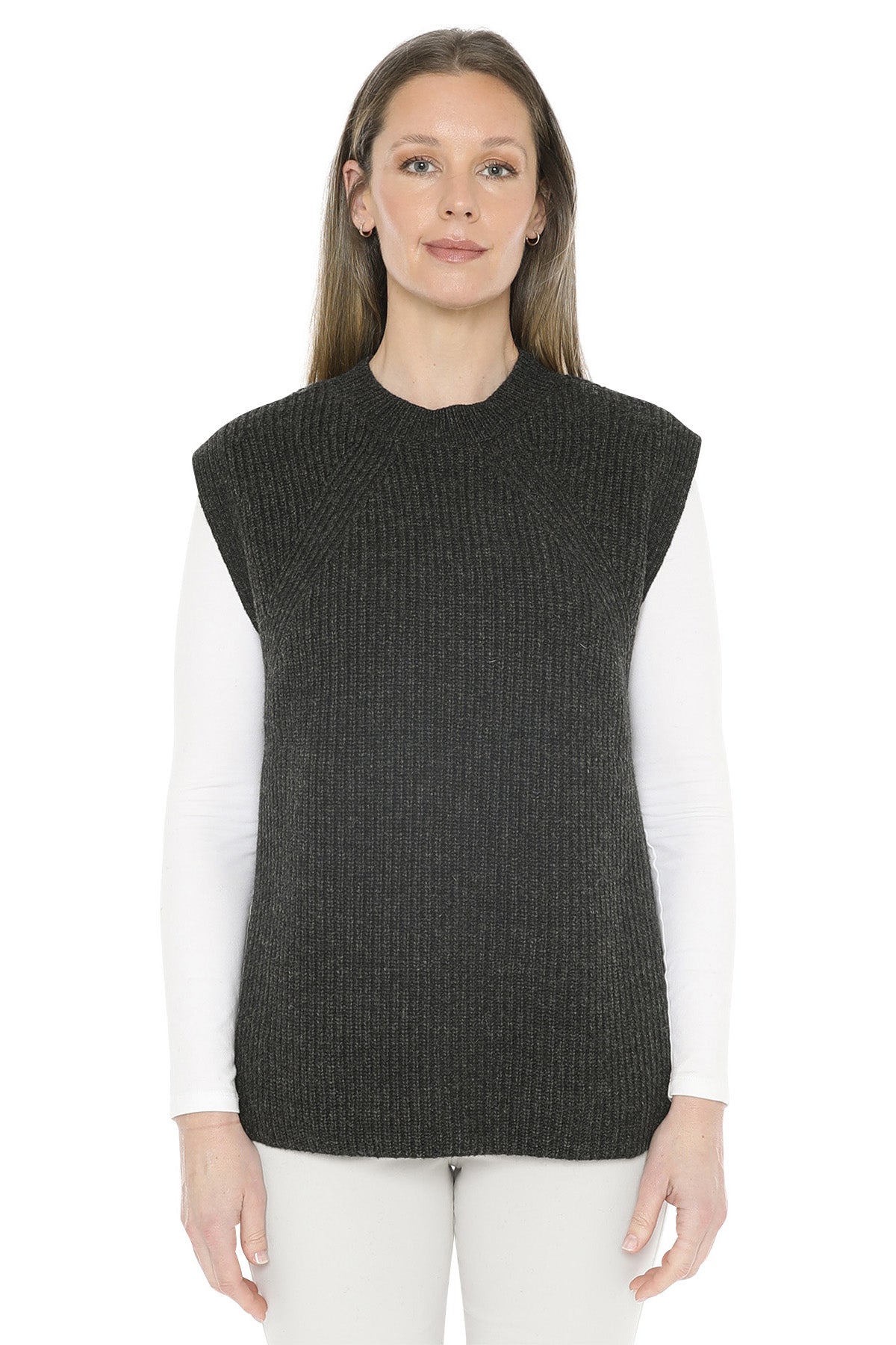 Jump Shaker Stitch Vest - Charcoal