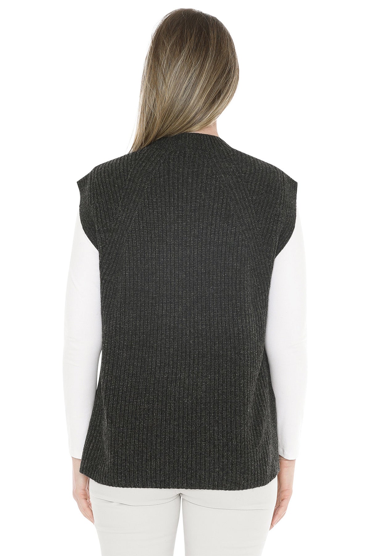 Jump Shaker Stitch Vest - Charcoal