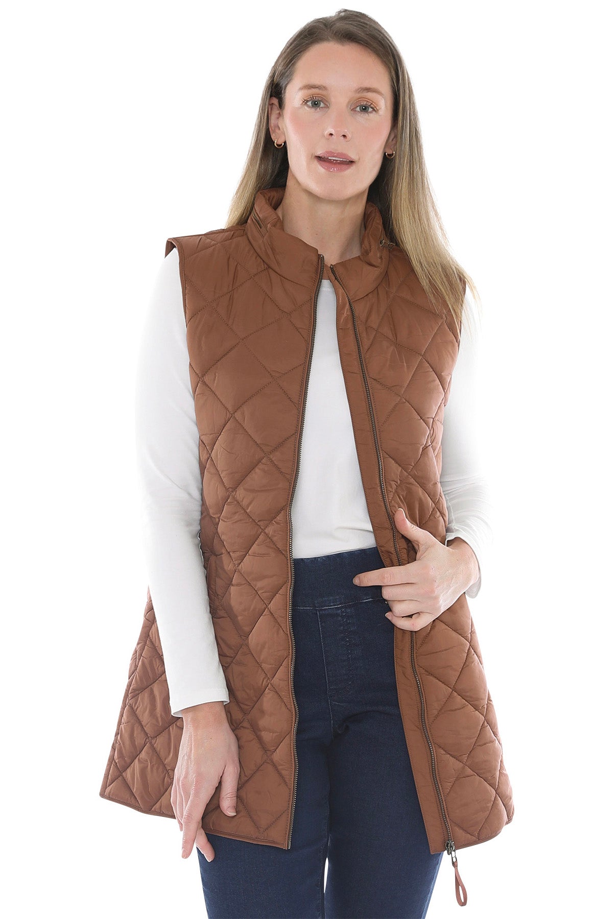 Jump Longline Puffer Vest - Cinnamon