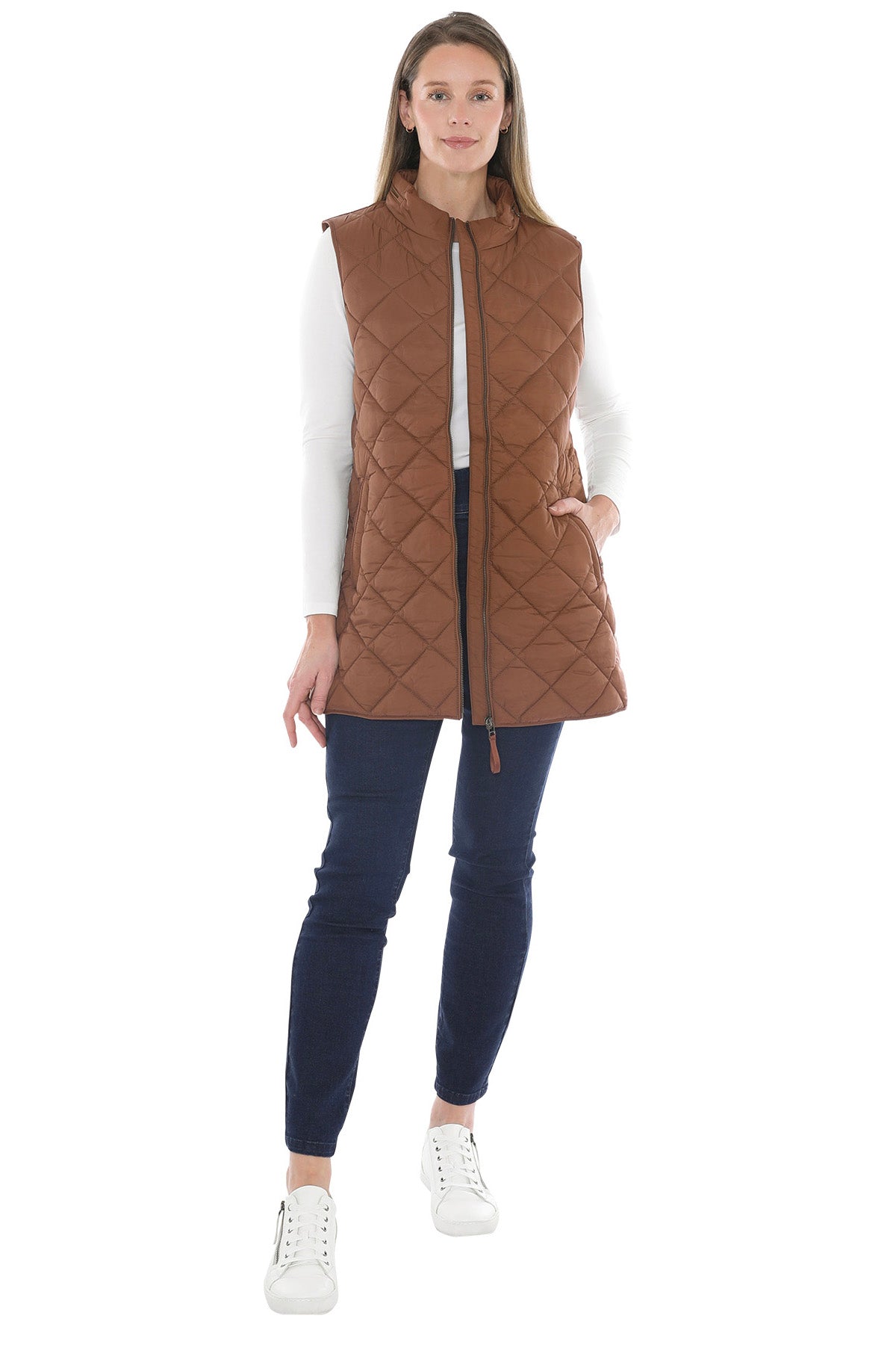 Jump Longline Puffer Vest - Cinnamon