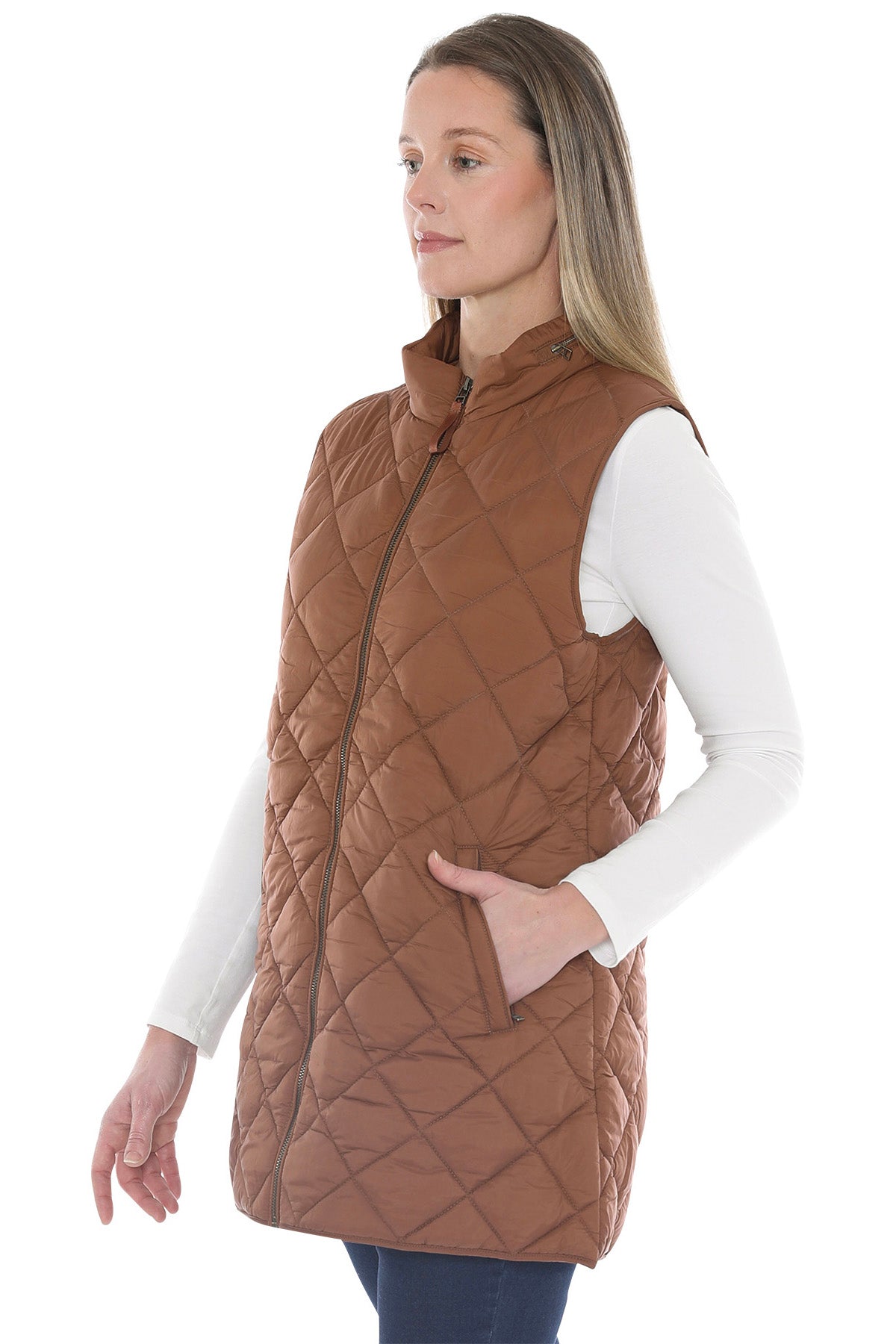 Jump Longline Puffer Vest - Cinnamon