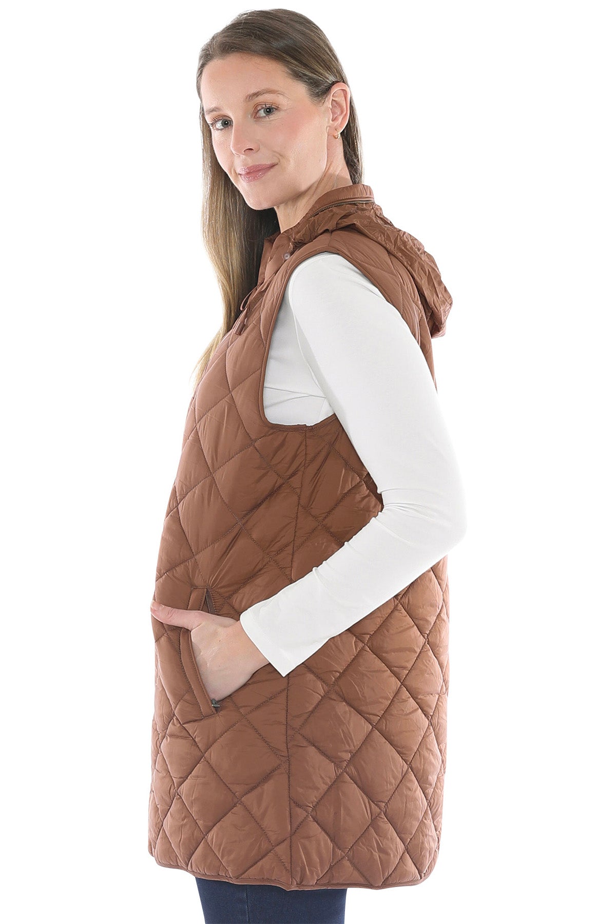 Jump Longline Puffer Vest - Cinnamon