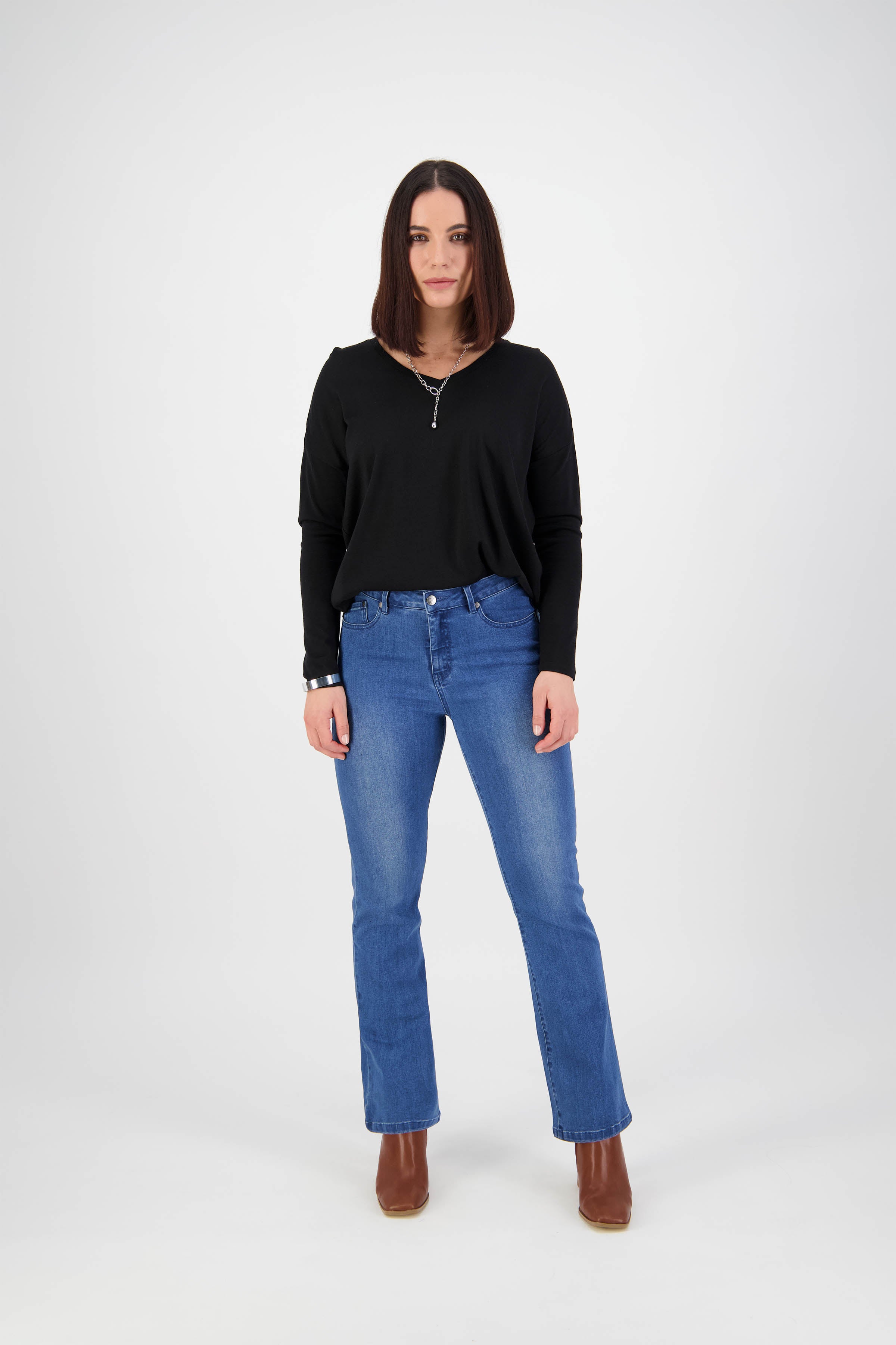 Vassalli Bootleg Full Length Jean - Blue Denim