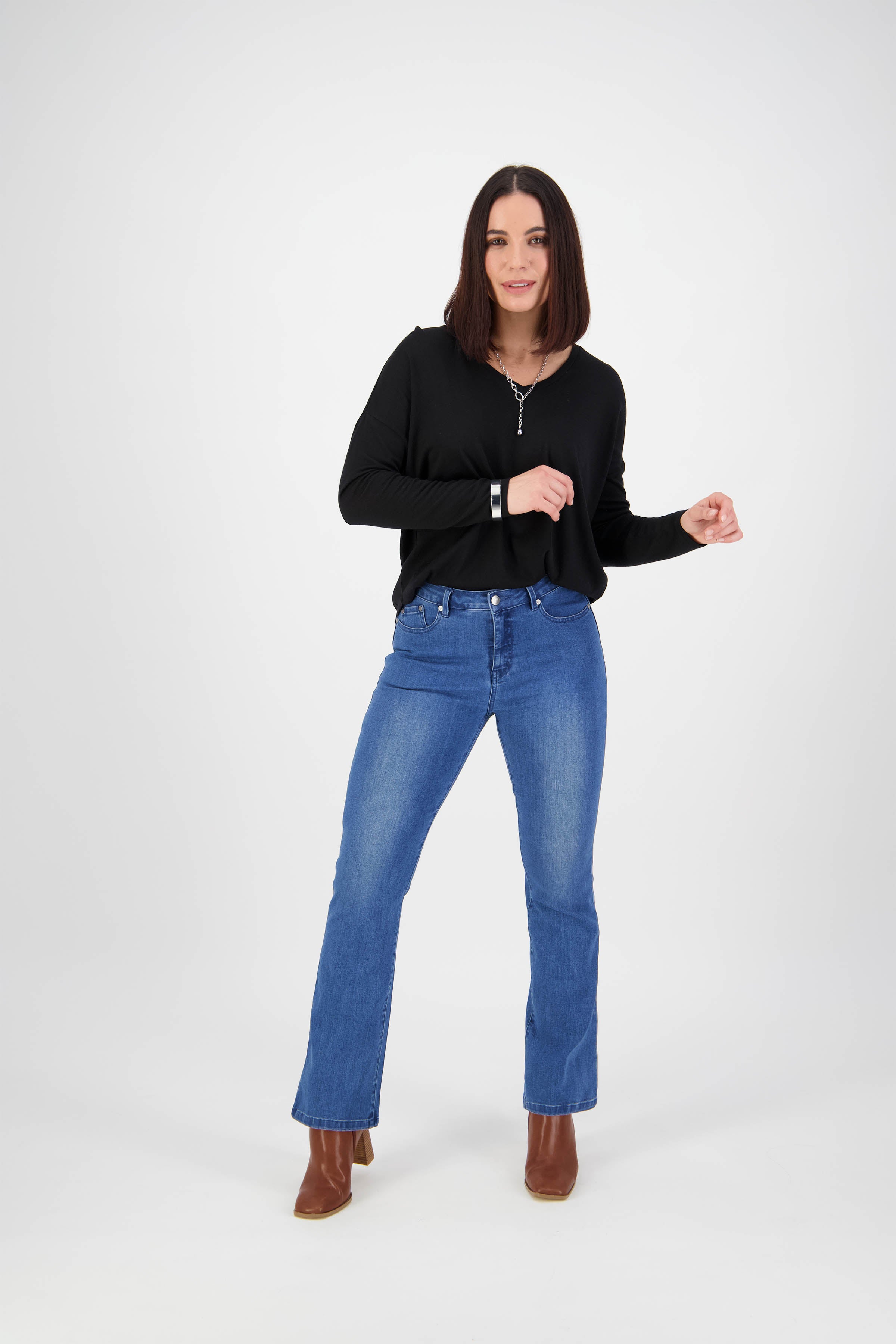 Vassalli Bootleg Full Length Jean - Blue Denim