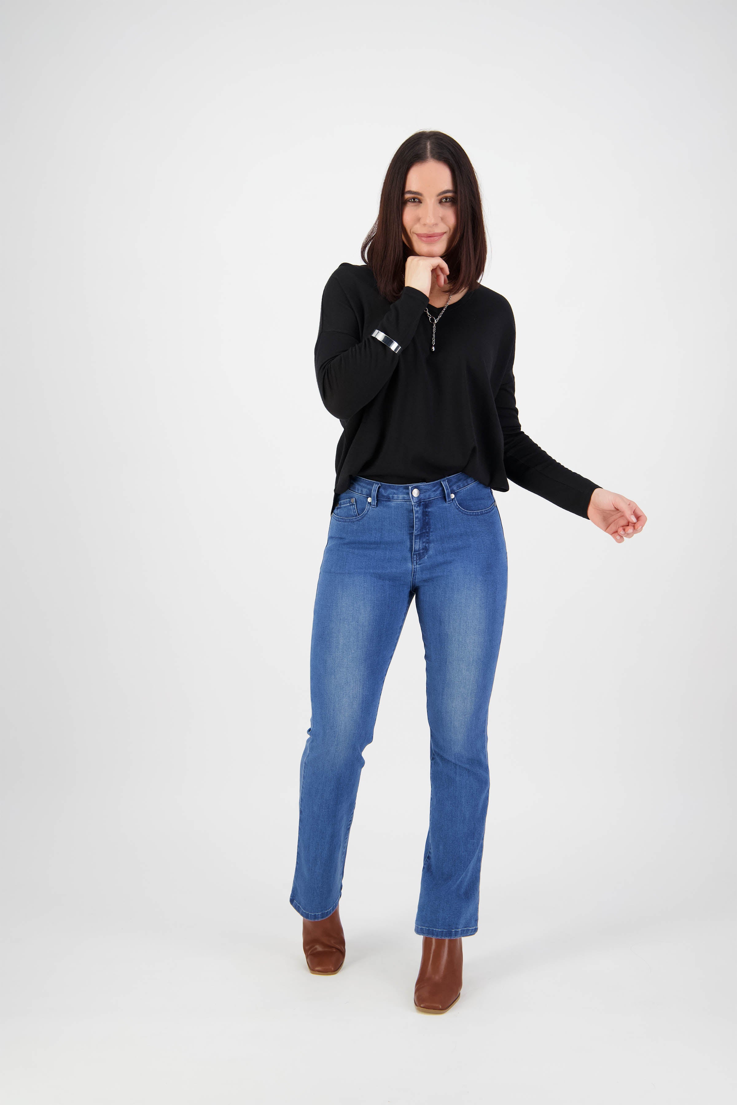 Vassalli Bootleg Full Length Jean - Blue Denim