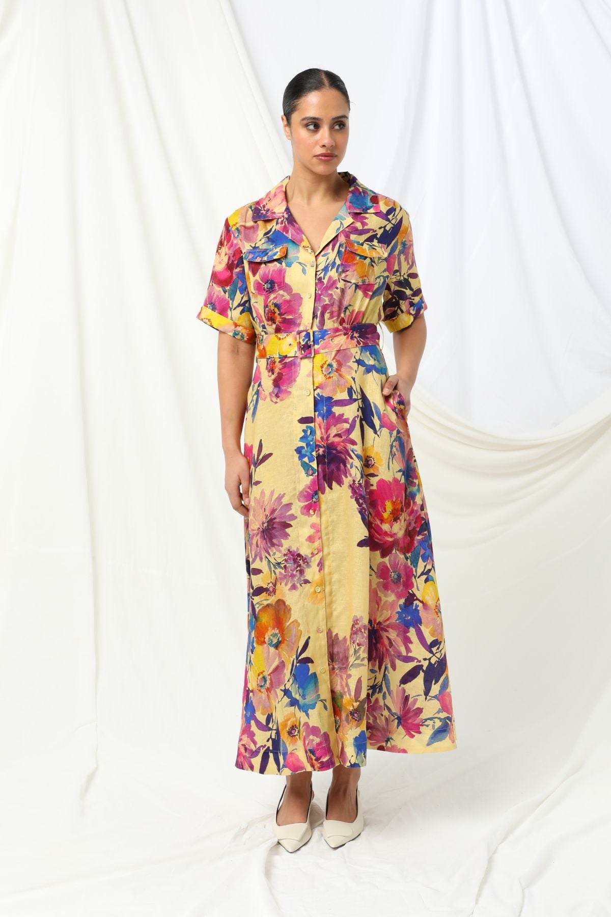 Kachel Eliana Maxi Shirt Dress - Golden Dusk