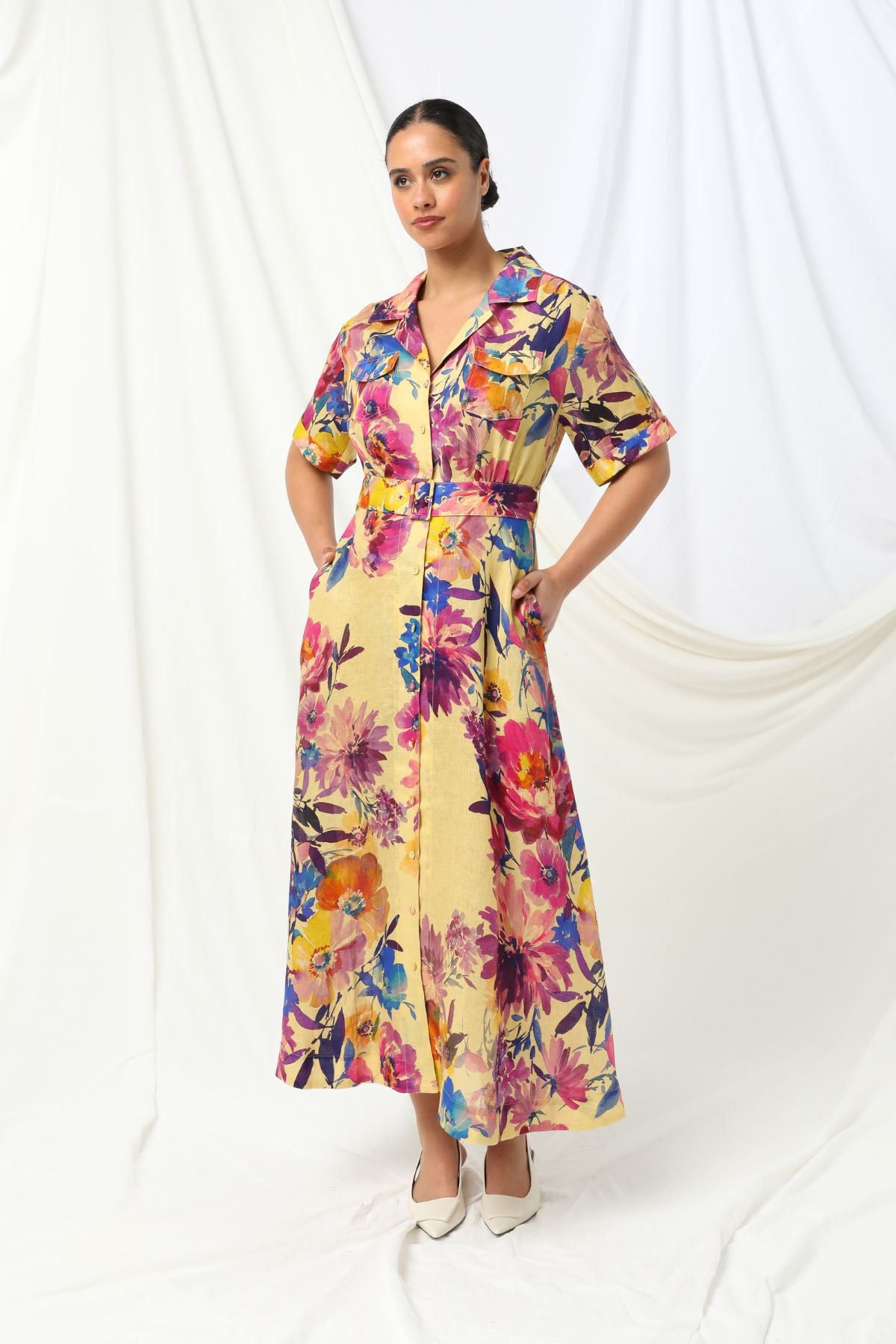 Kachel Eliana Maxi Shirt Dress - Golden Dusk