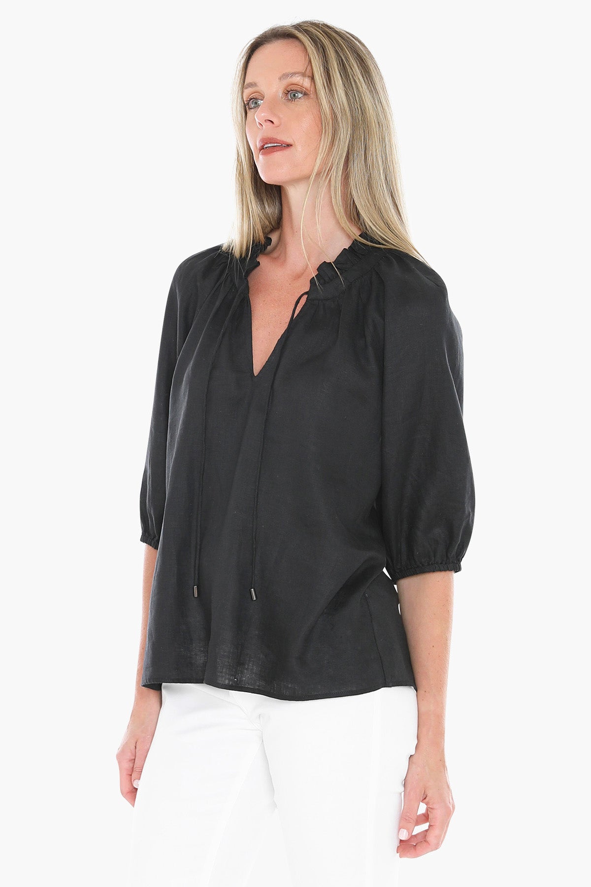 Jump Ruffle Neck Top - Black