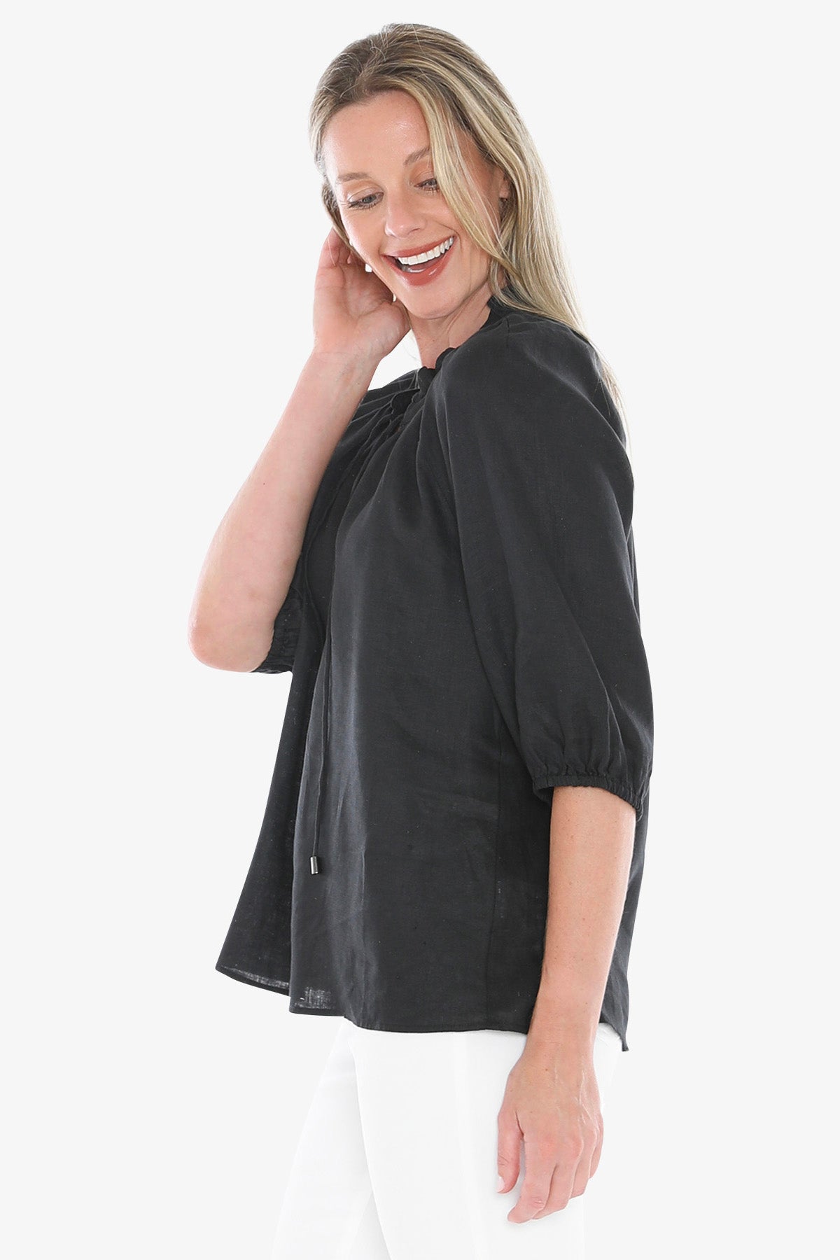 Jump Ruffle Neck Top - Black