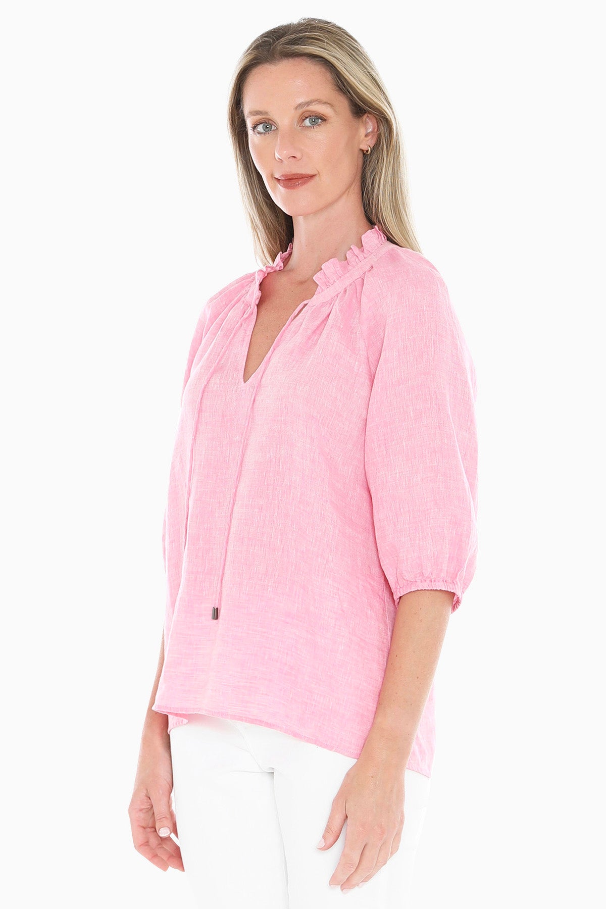 Jump Ruffle Neck Top - Flamingo