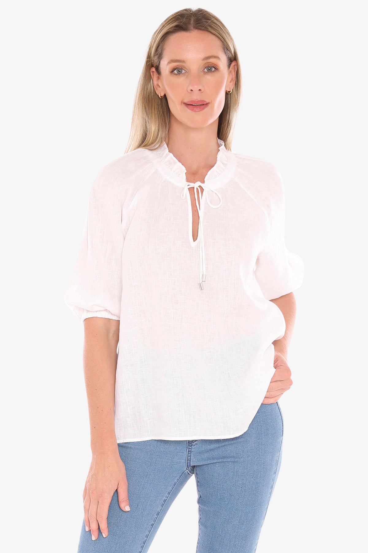 Jump Ruffle Neck Top - White