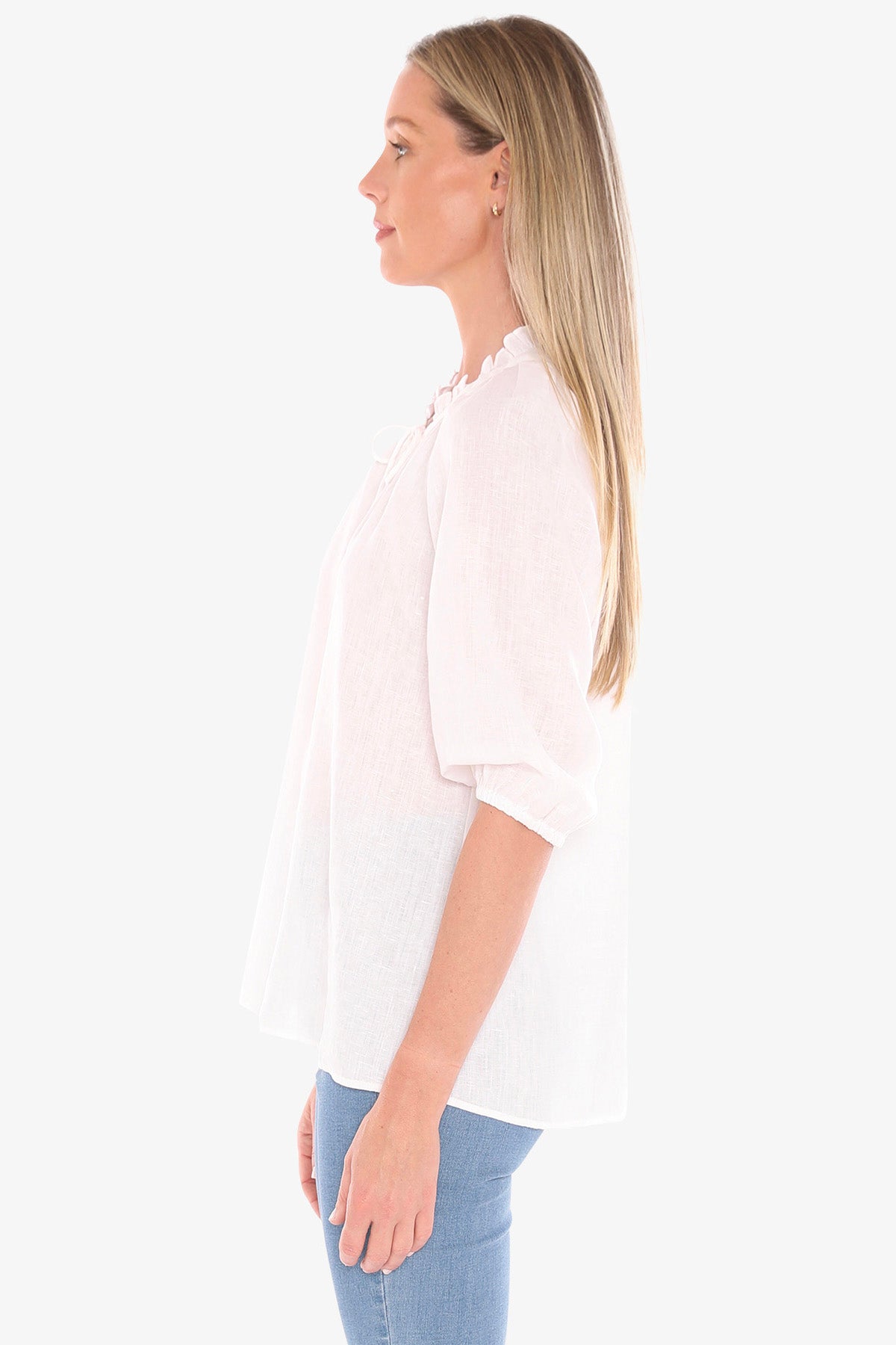 Jump Ruffle Neck Top - White
